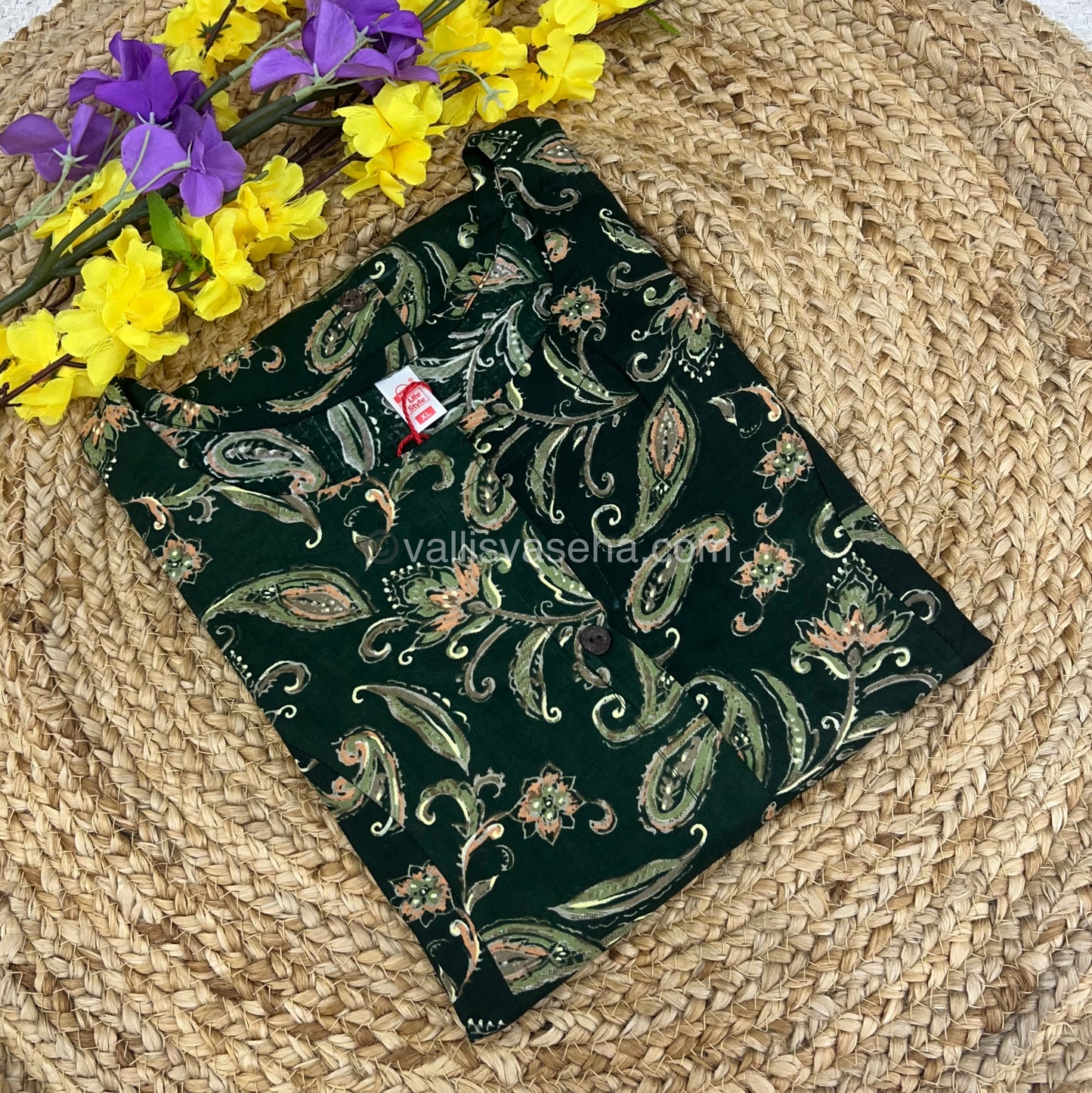 Slub Cotton - Printed Kurti - A - Line Cut - VVALK001