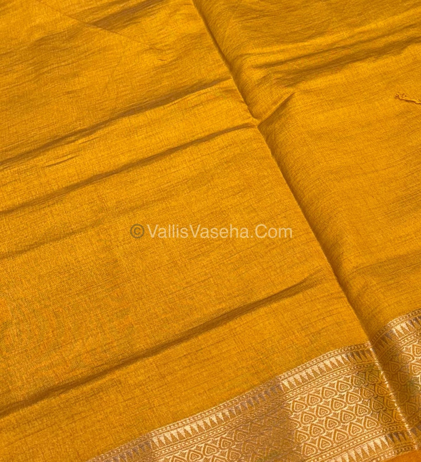 Semi Tussar Silk - Grand Pallu - Yellow Shade - VVSTS020