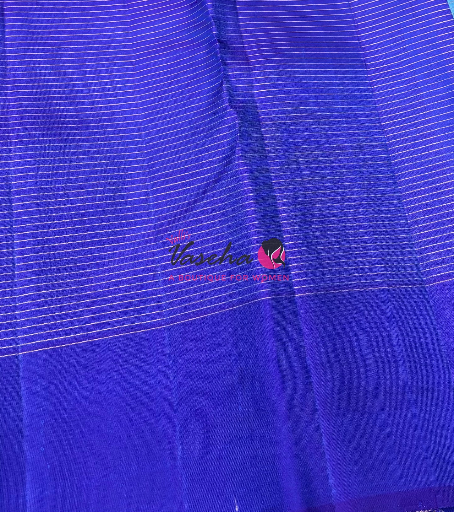 Pure Kanchipuram Silk Saree - Blue & Blue Combo - VVPS080