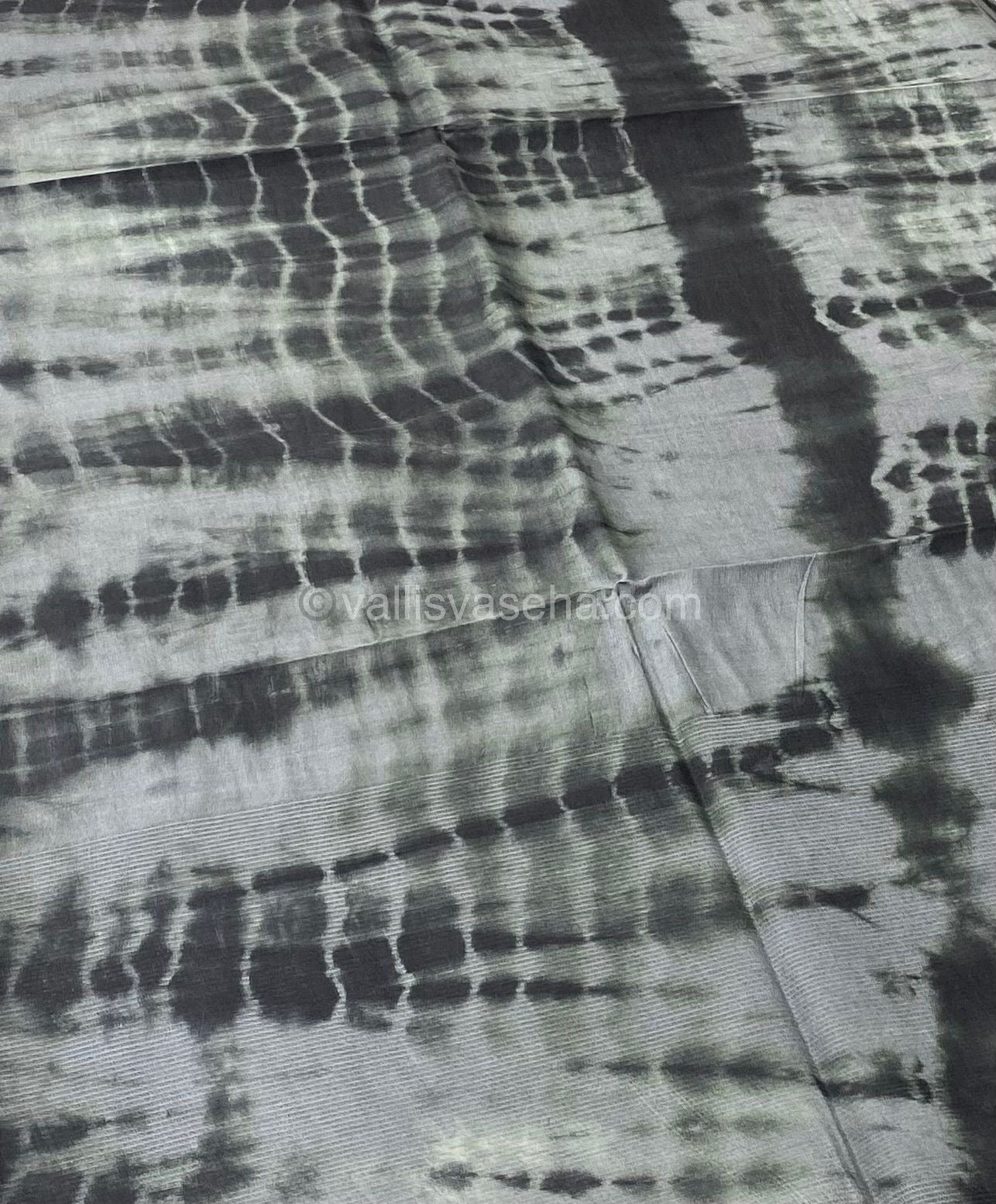 Bhagalpuri Silk - Black with Elephant Greenish Grey - VVBS003