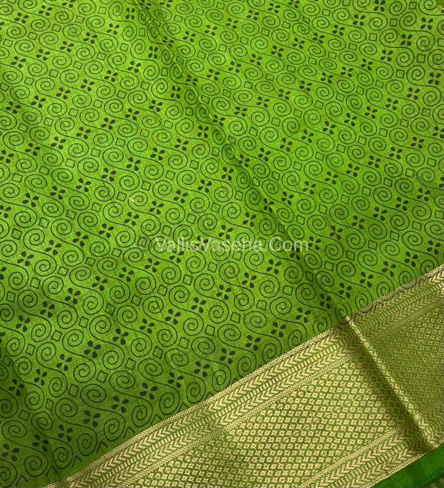 Semi Tussar Silk Saree - Ikkat / Pochampally Design - Green Shade - VVSTS033