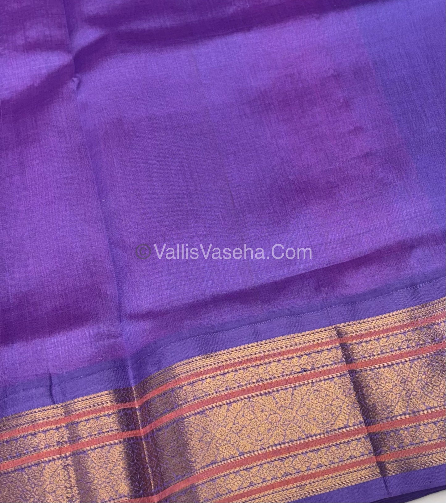 Pure Korvai Silk Cotton - Pink with Lavender - VVKSC029