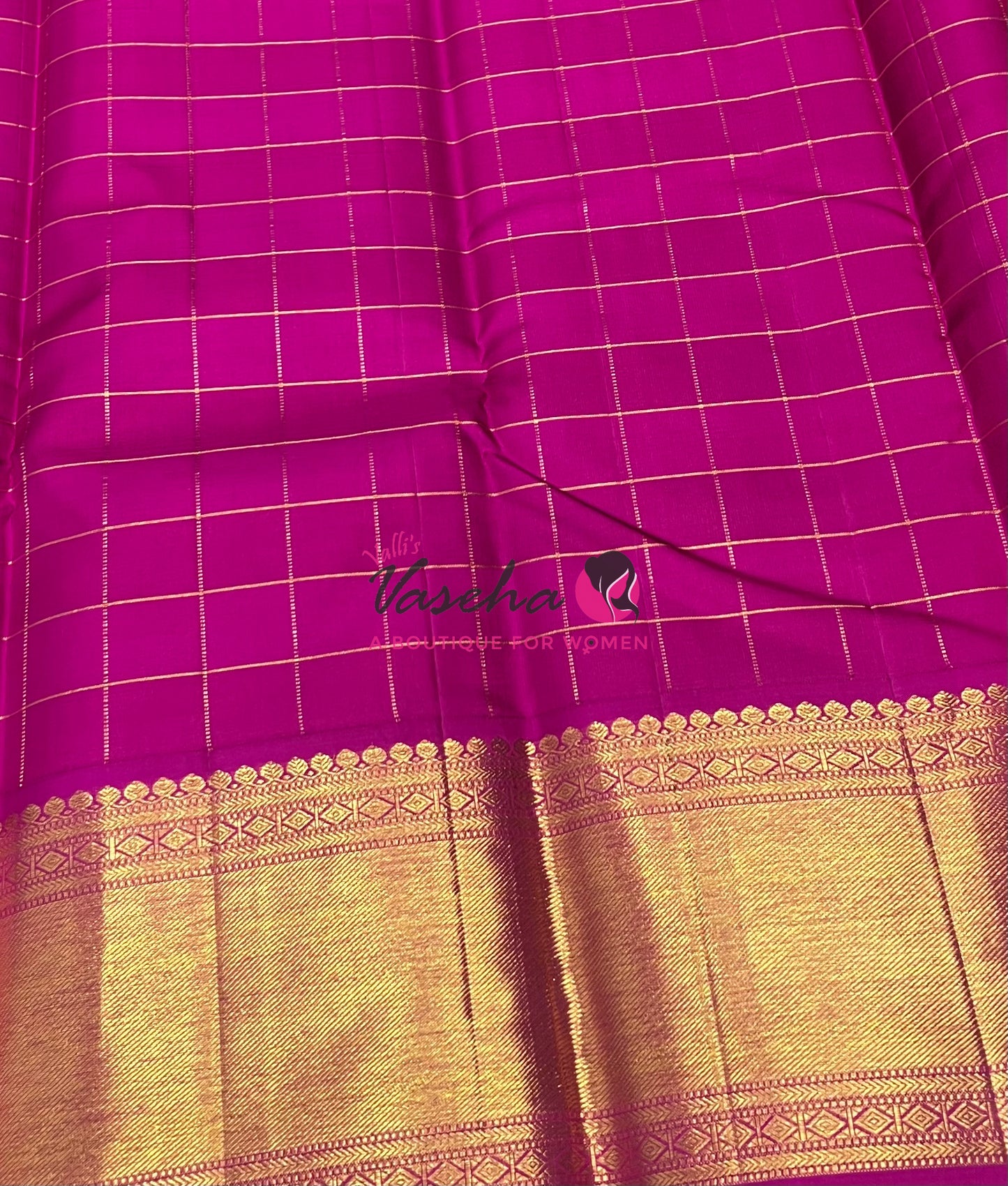 Pure Vintage Korvai Kanchipuram Silk Saree - Pazhum Pazhamum Checks - VVPS061