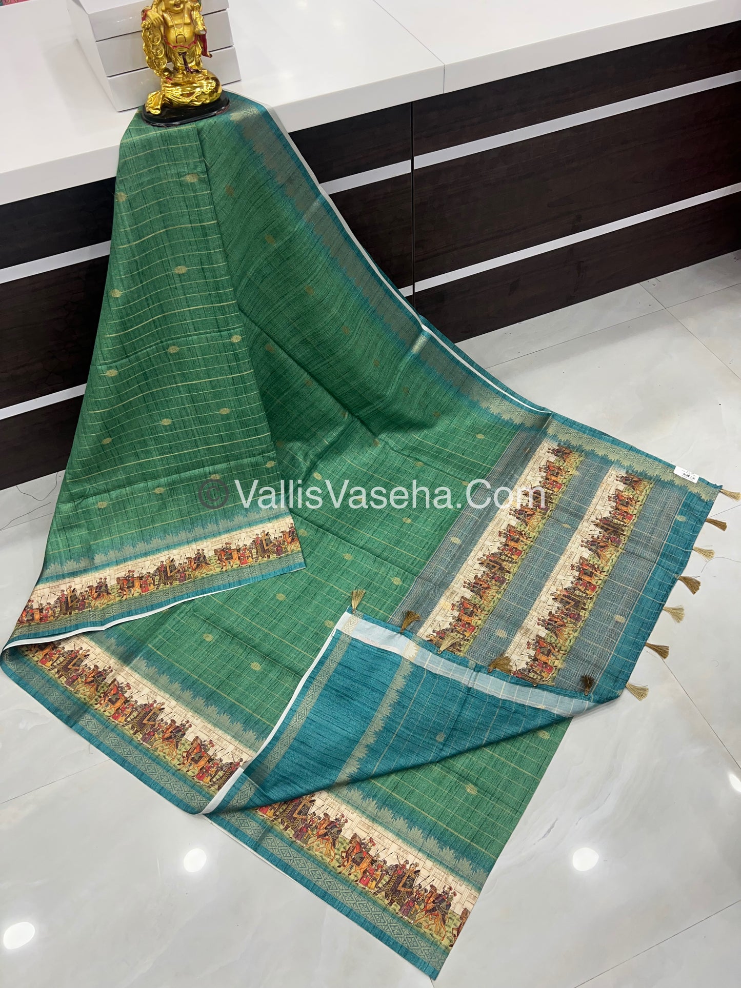 Semi Chanderi Saree - checks pattern - VVSCS004