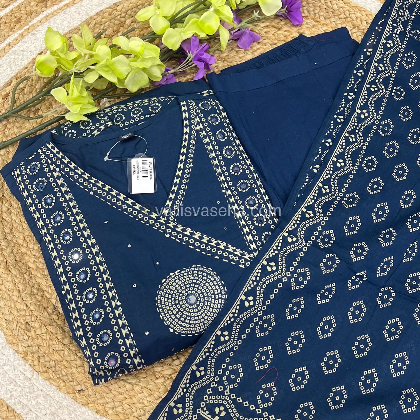 Anarkali - Blue Shade - Salwar, Kameez & Duppatta(3pc)- Fancy Cotton - VVRAS001