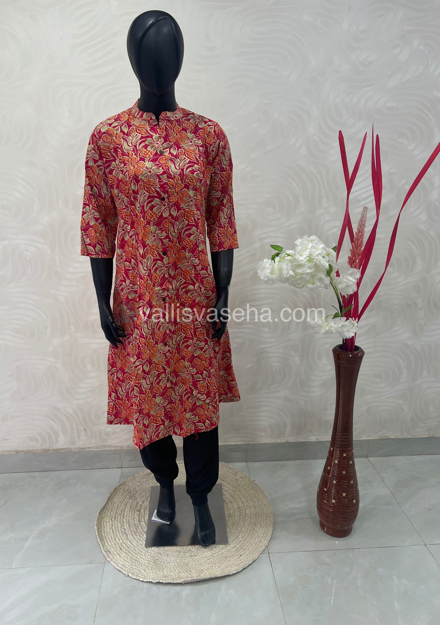 Slub Cotton - Printed Kurti - A - Line Cut - VVALK001