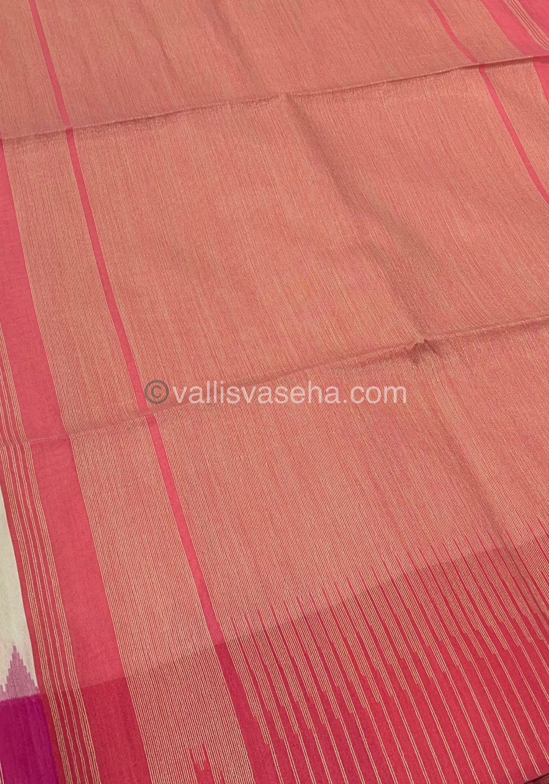 Semi Raw Silk - Half White with Peach Shade - VVRS002