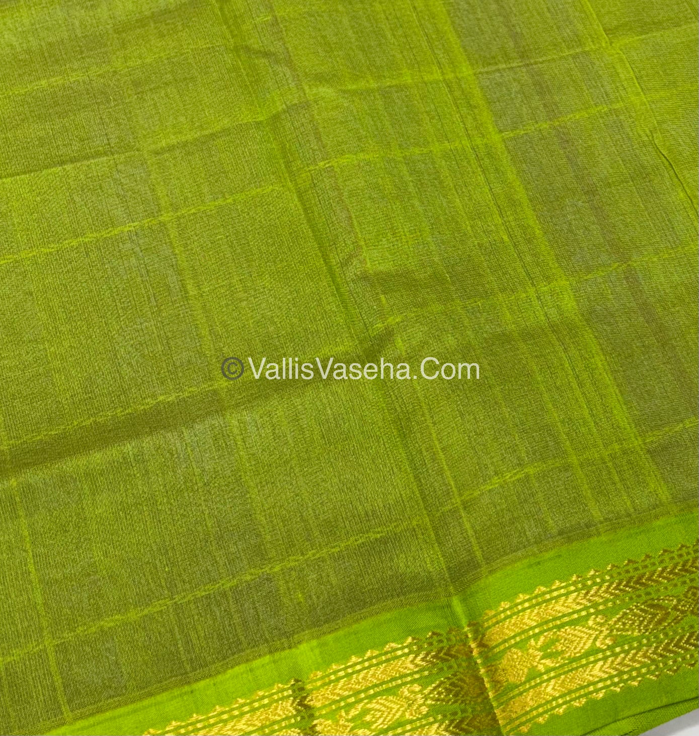 Pure Korvai Silk Cotton - Lavender with Green - VVKSC028