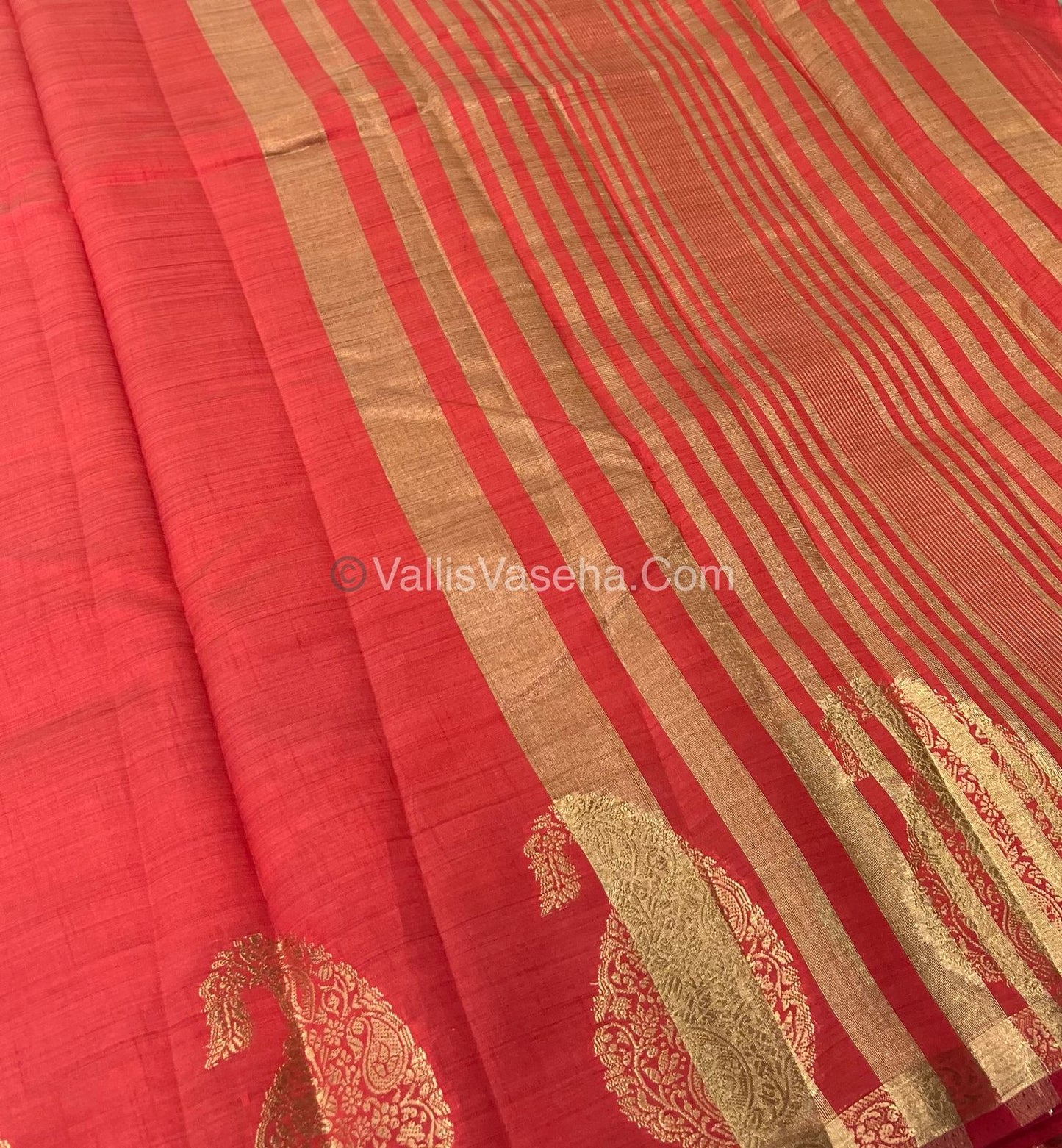 Semi Tussar Silk - Small Mango - Red Shade - VVSTS002