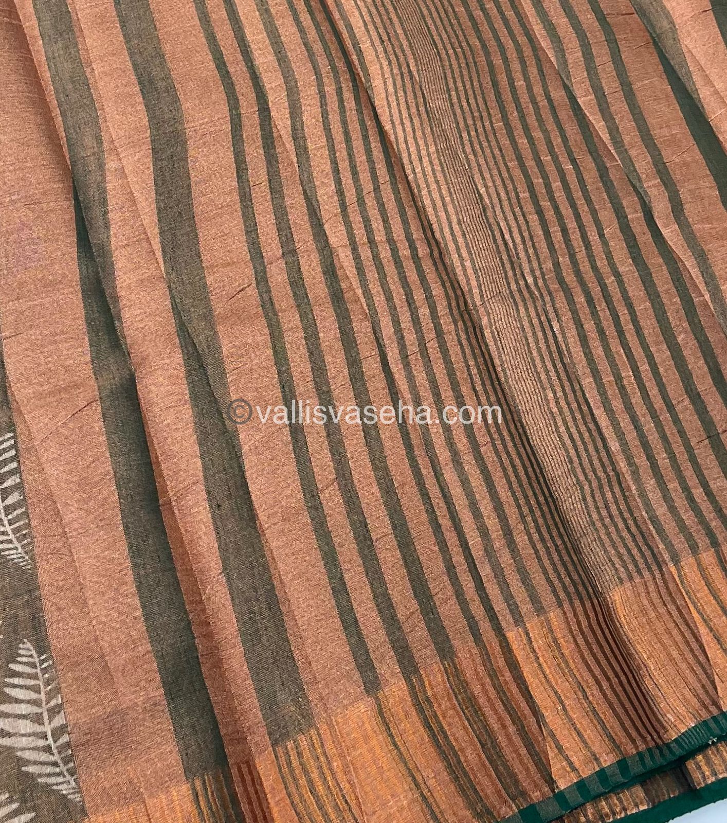 Semi Tussar Silk - Dark Green Shade - VVSTS001