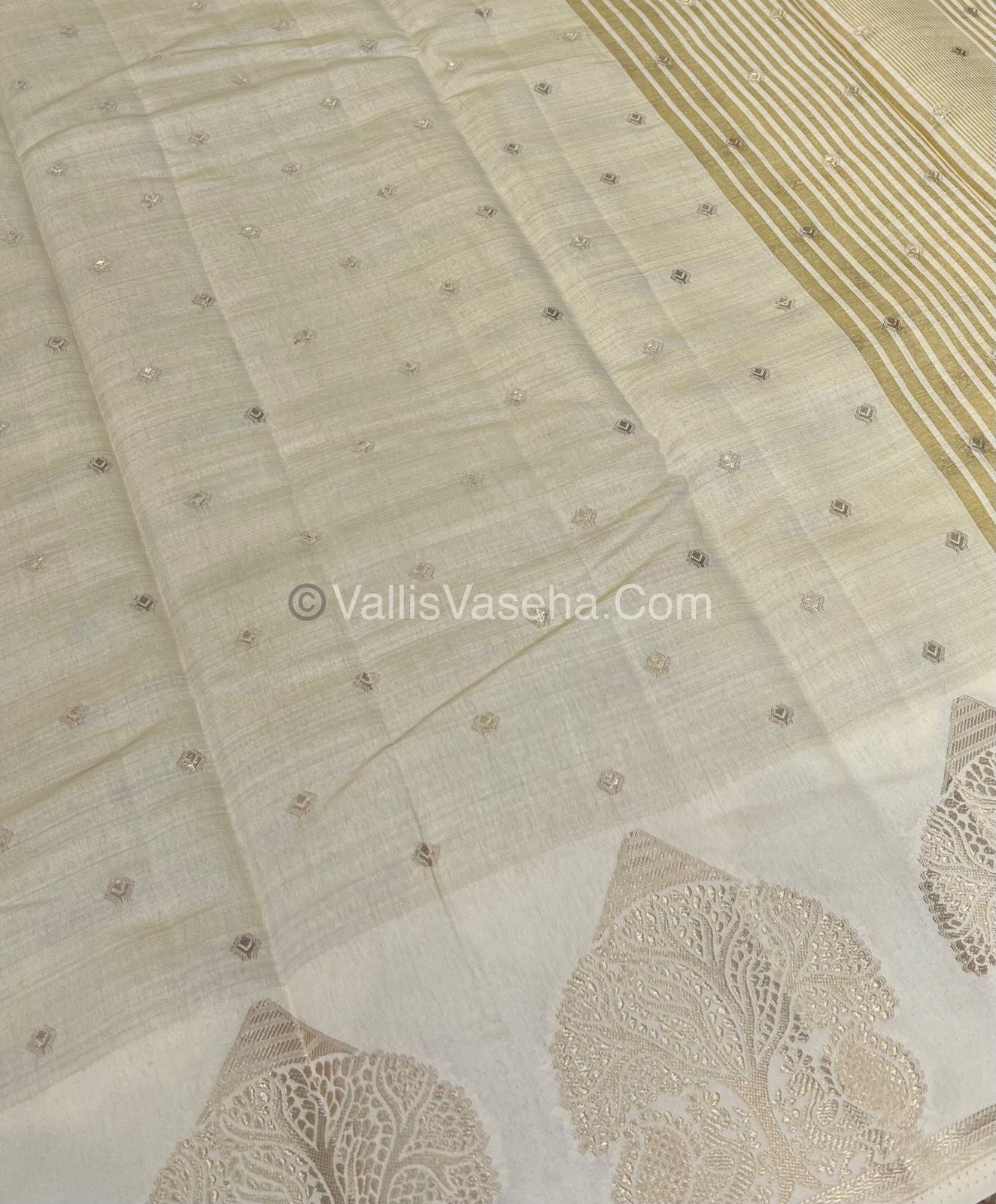 Semi Tussar Silk Saree - Cream Shade - VVSTS036