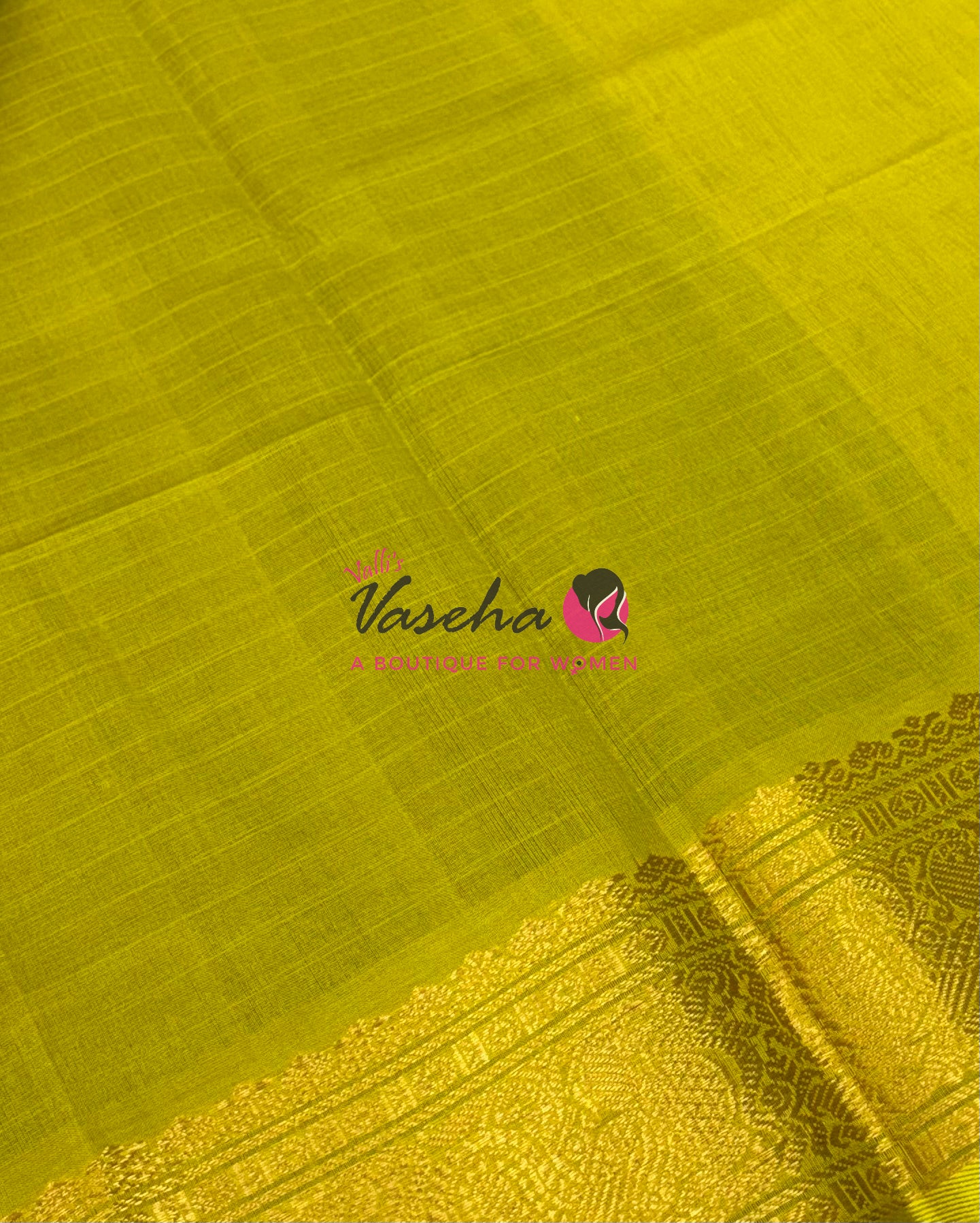 Pure Silk Cotton Saree - Green With Yellow - Lakshadeepam Design - VVPLD001