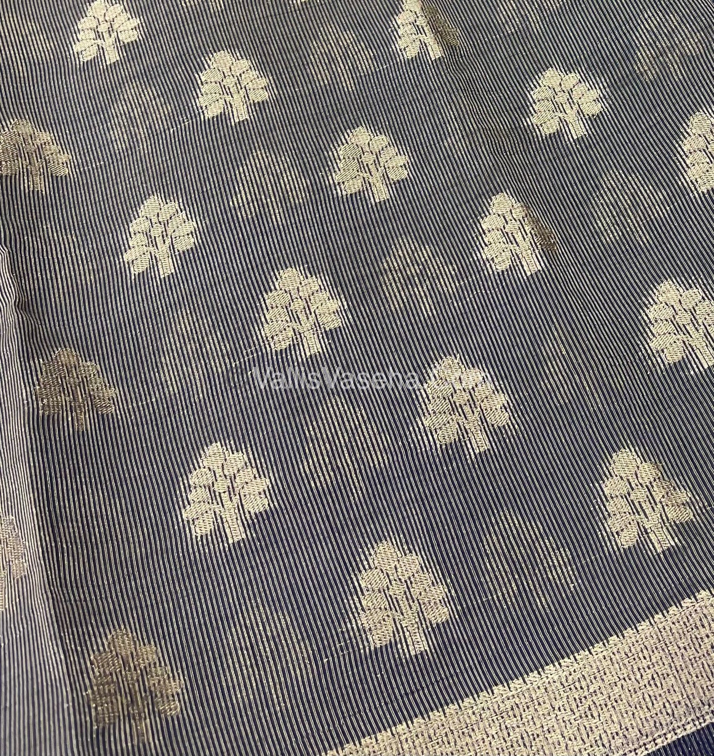 Semi Tussar Silk Saree - Navy Blue Shade - VVSTS009