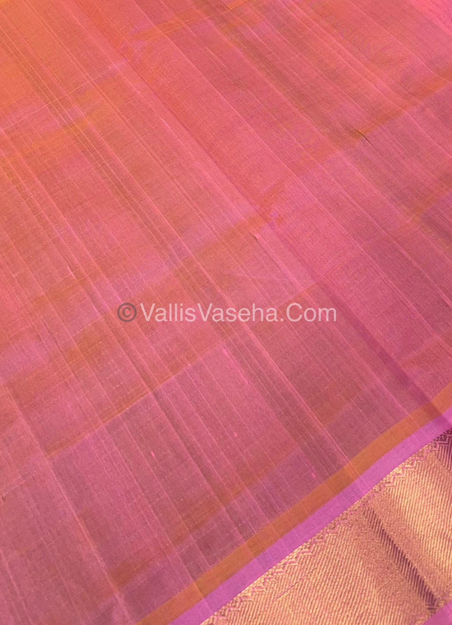 Pure Silk Cotton Saree - Mayil & Chakkaram Design - Green With Peachish Pink Combo - VVMC002