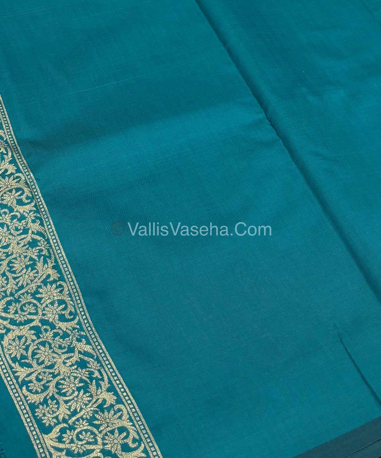 Semi Soft Silk - Border less - Peacock Blue Shade -VVSSS025