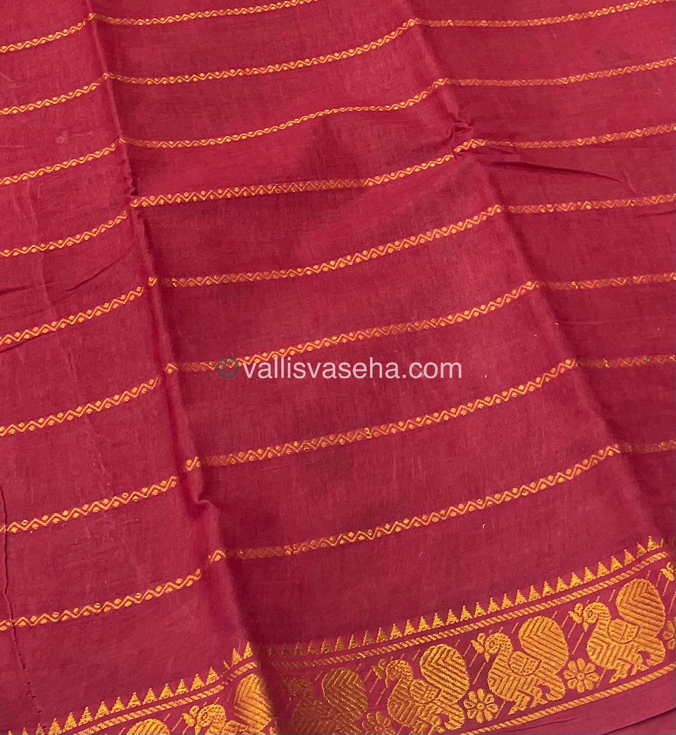 Sungudi Cotton Saree | Velthari Design - Green with Maroon Shade - VVSCV001