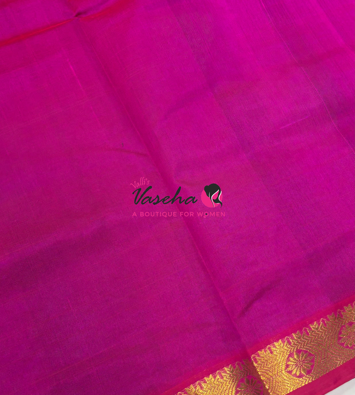 Pure Silk Cotton Sarees - Peacock Blue With Pink - VVPSC017