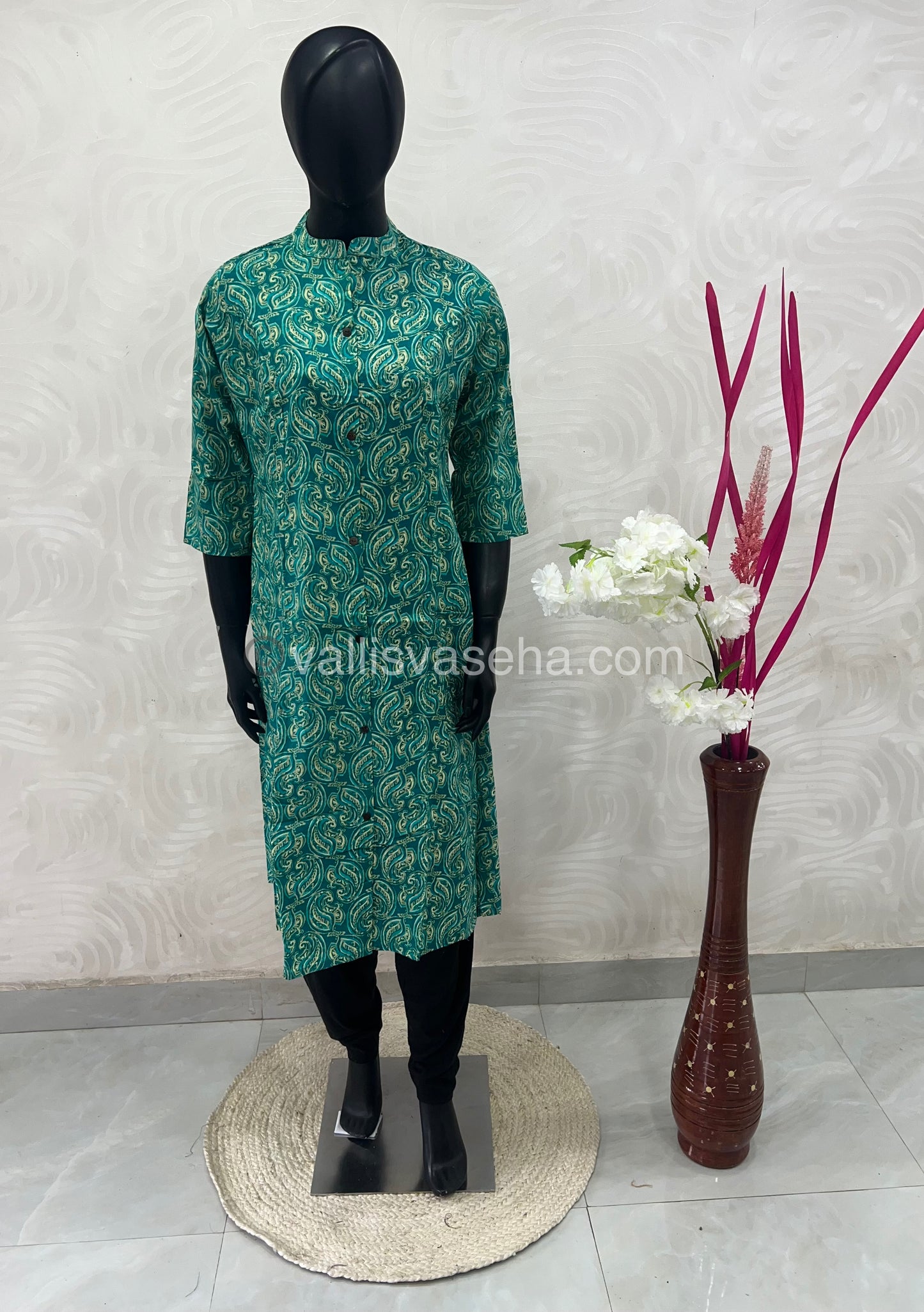 Slub Cotton - Printed Kurti - A - Line Cut - VVALK001