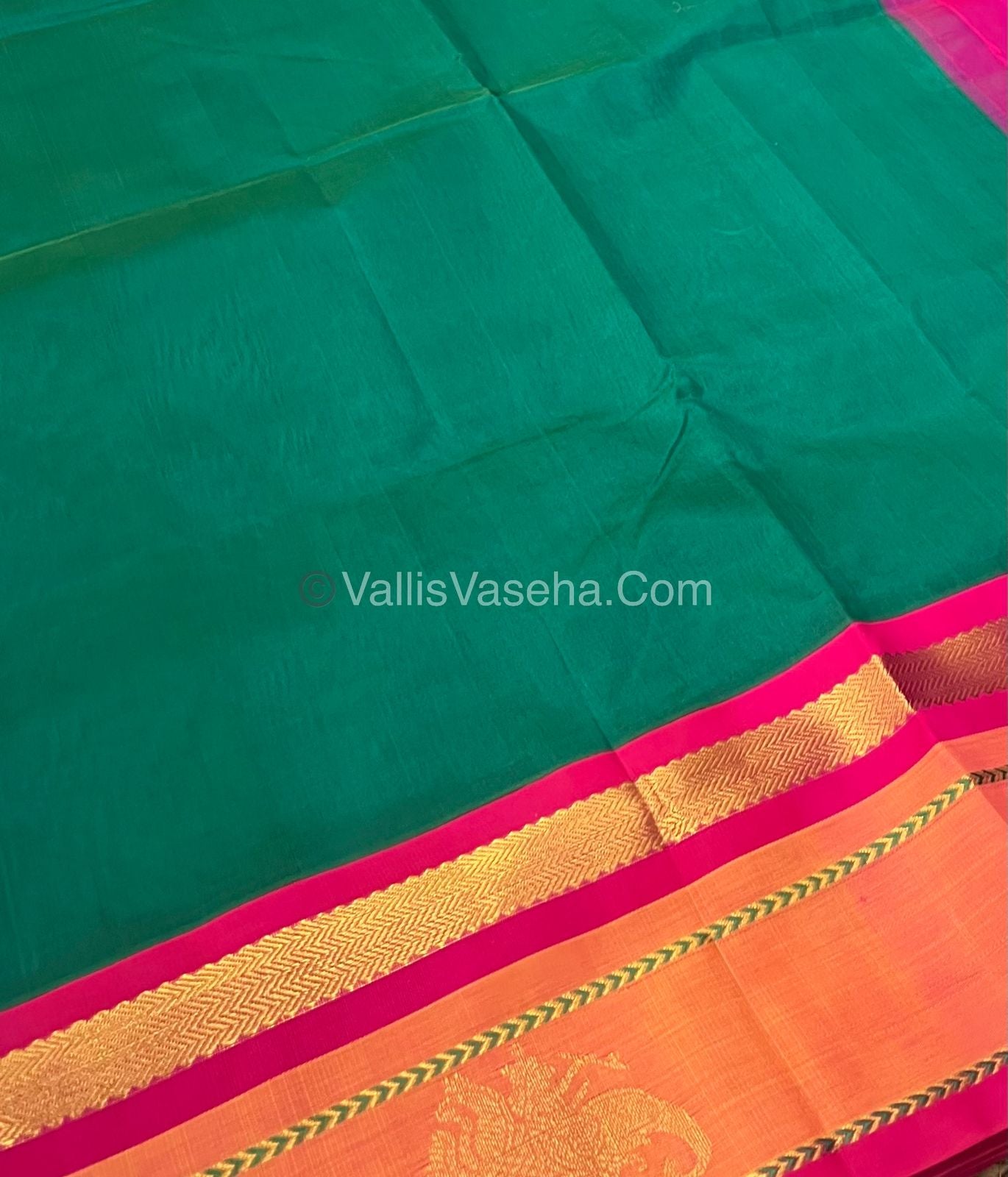 Pure Korvai Silk Cotton Saree - Border Elephant butta Design - VVKSC018