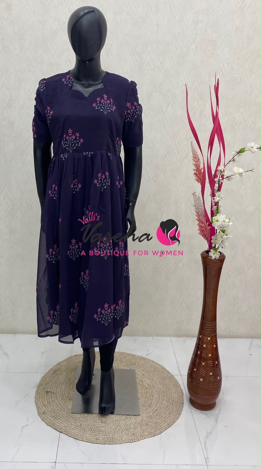 Ready Made - Georgette - Maxi - Dark Purple Colour - VVRMG001