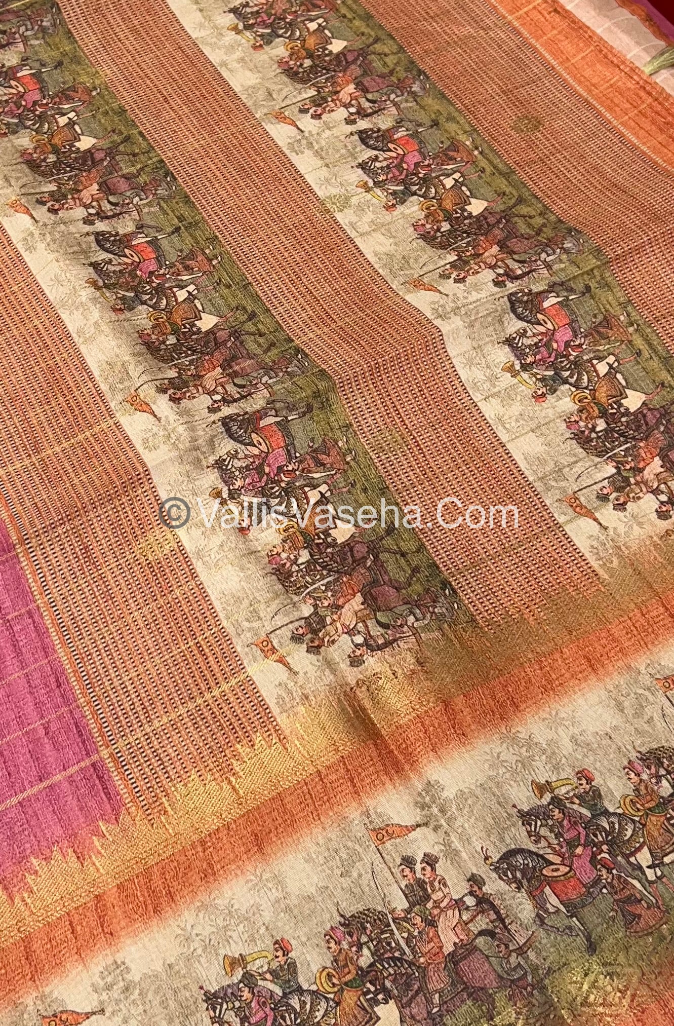Semi Chanderi Saree - checks pattern - VVSCS004