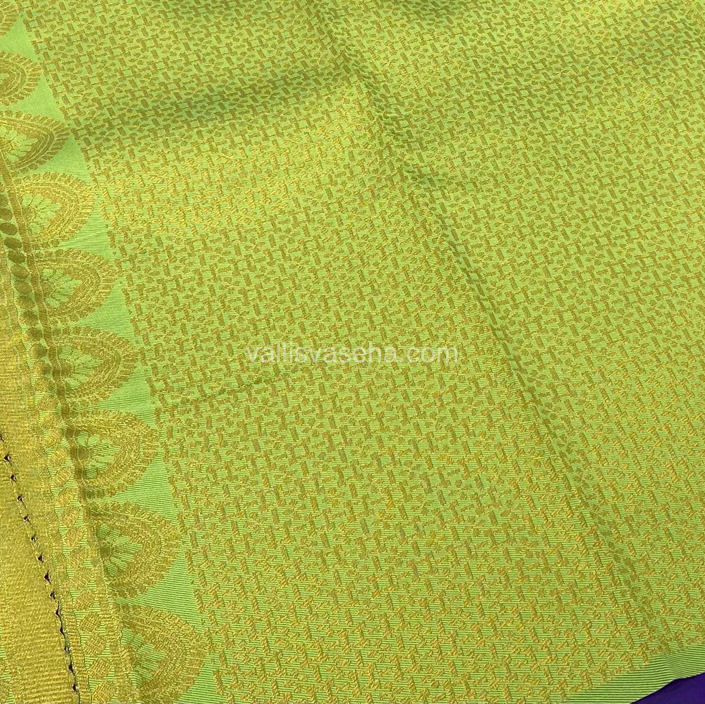 Kanchi Semi Silk - Purple with Green - Temple Border - VVKSS001