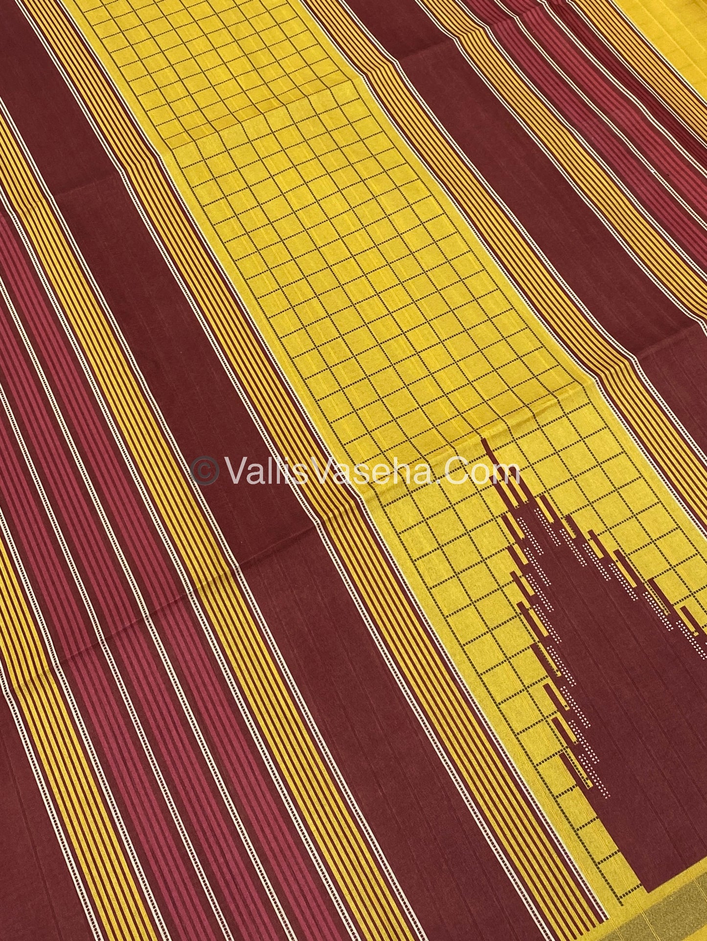 Semi Chanderi Saree - Yellow & Red Combo - VVSCS003