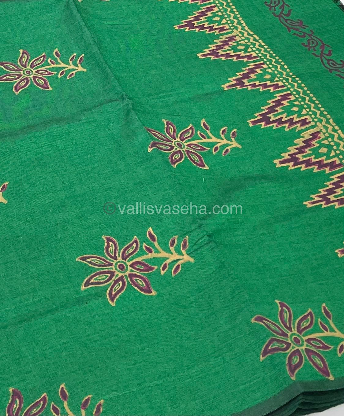 South Mixed Printed Cotton - Green With Pink - VVPCP002
