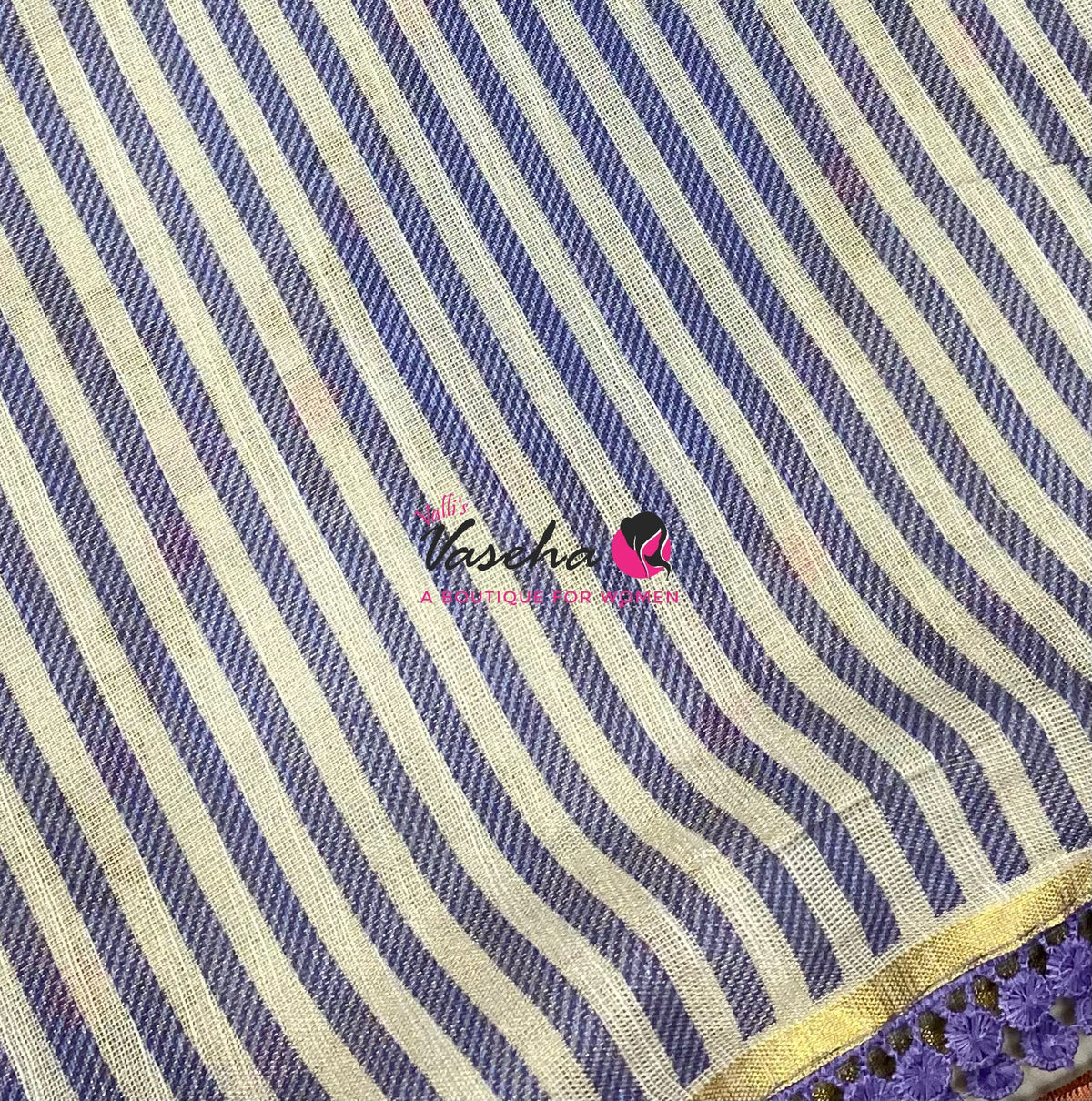 Linen Tissue Saree - Light & Dark Combo - Levanter Shade- VVLTS006