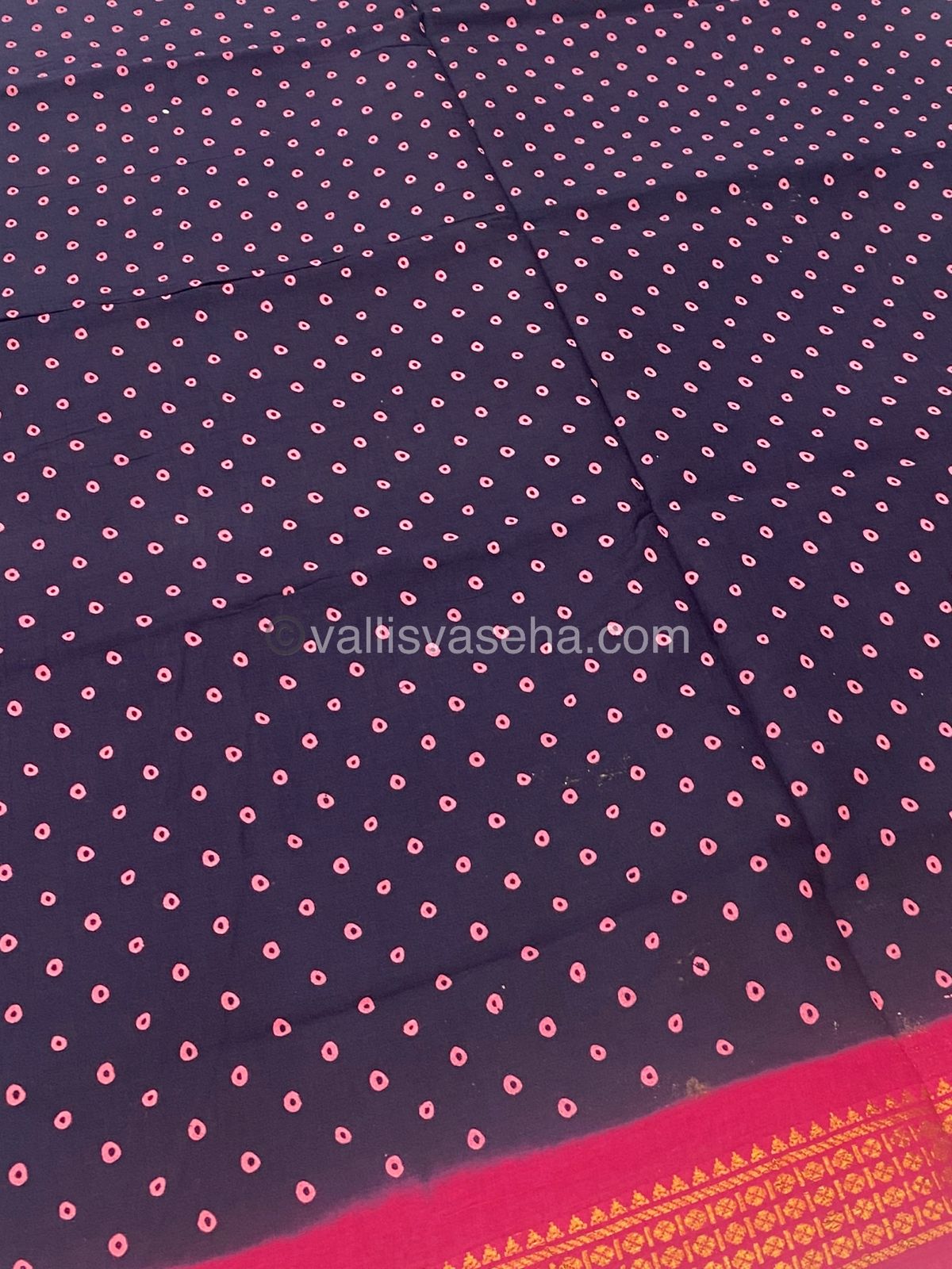 Sungudi Cotton Saree | Bandhini Design - Dark Purple with Pink Shade - VVSCV003