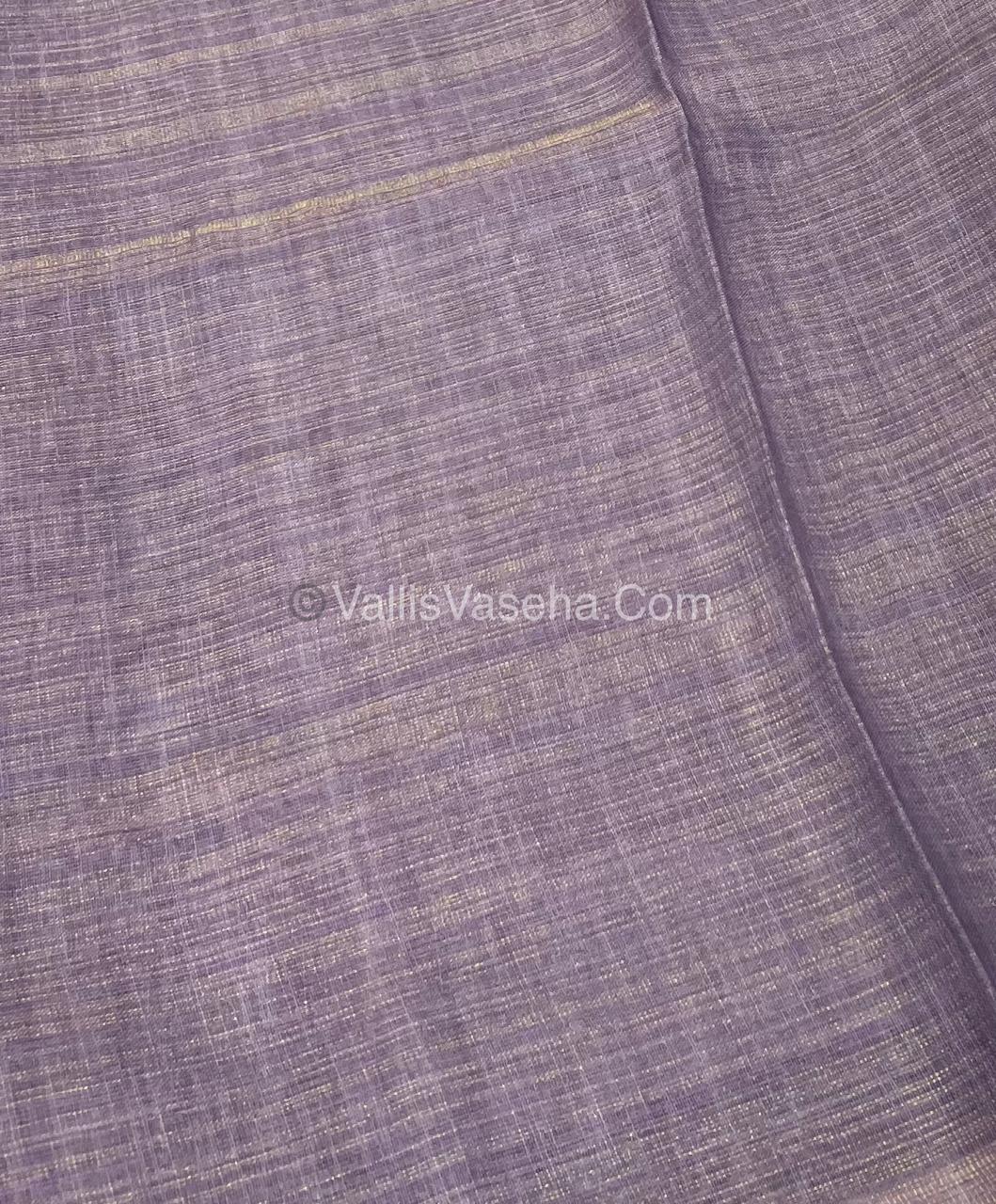 Tissue Linen Saree - Cloud Design - Light Purple Shade - VVTLS002