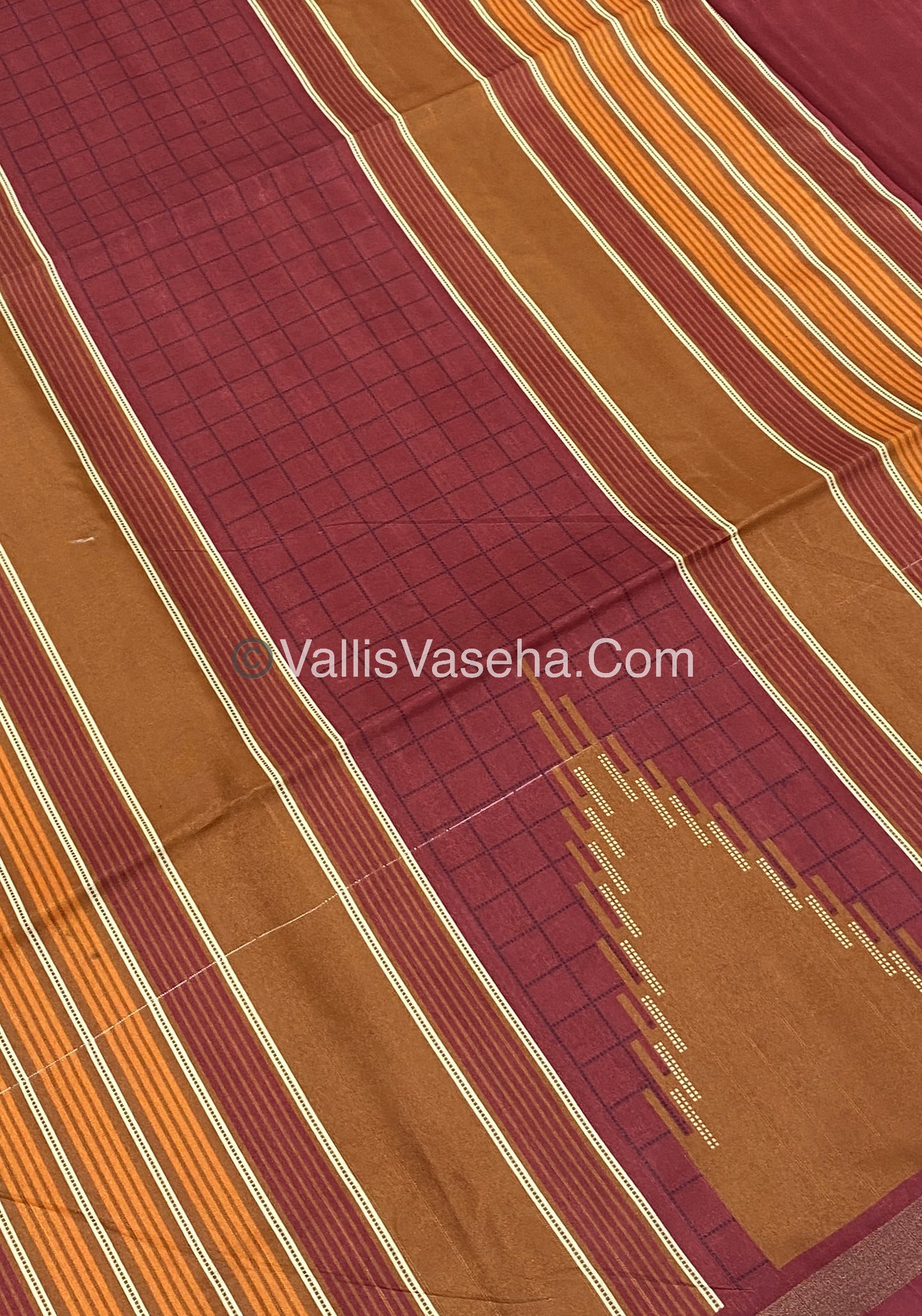 Semi Chanderi Saree - Rust Red & Orange Combo - VVSCS003