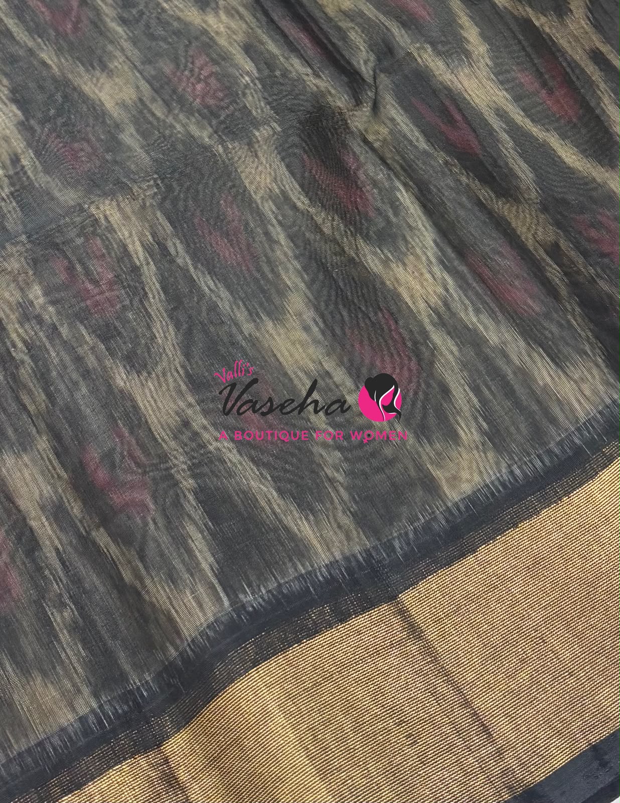 Pochampally Silk Cotton Saree - Cream & Black Shade - VVPPS001