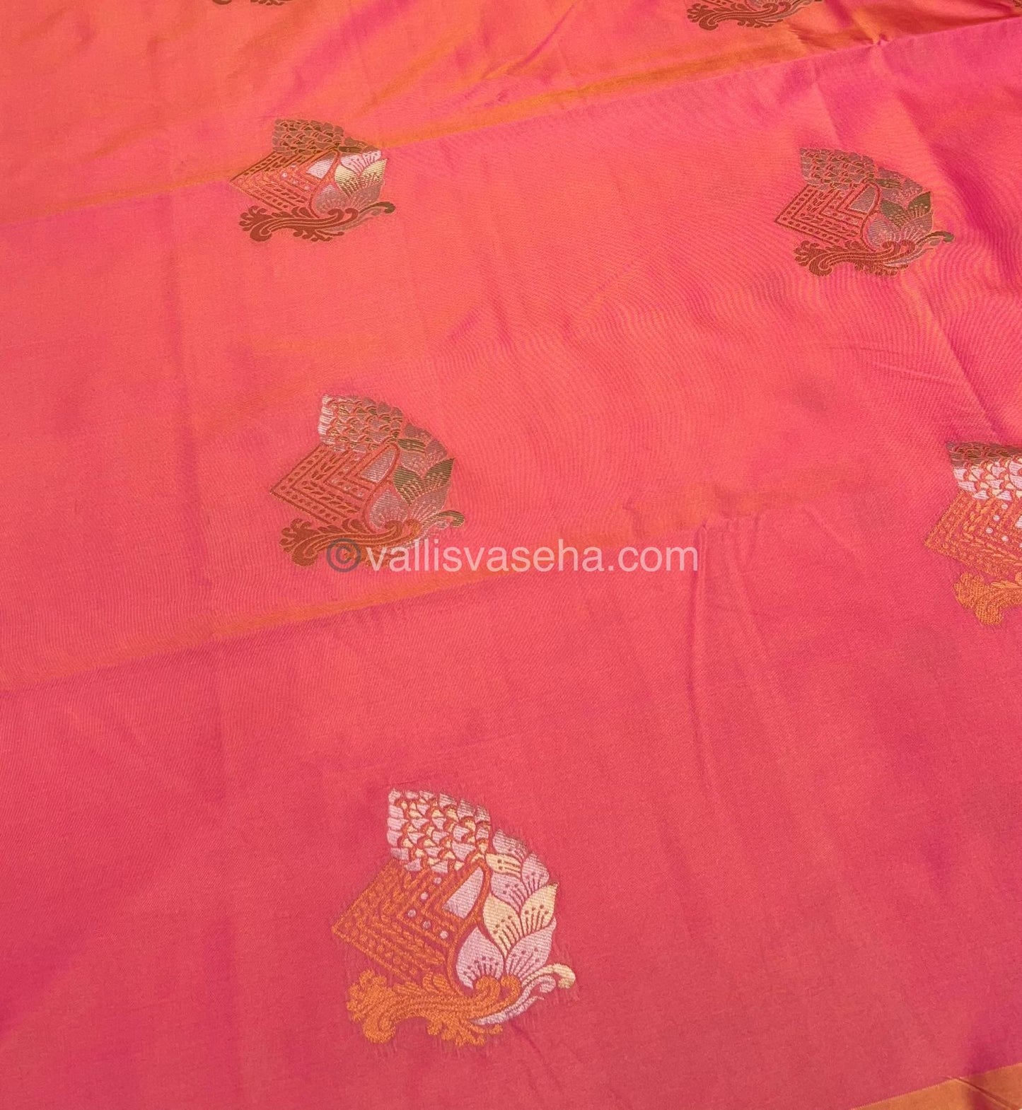 Semi Soft Silk - Border less - Peachish Pink Shade -VVSSS007