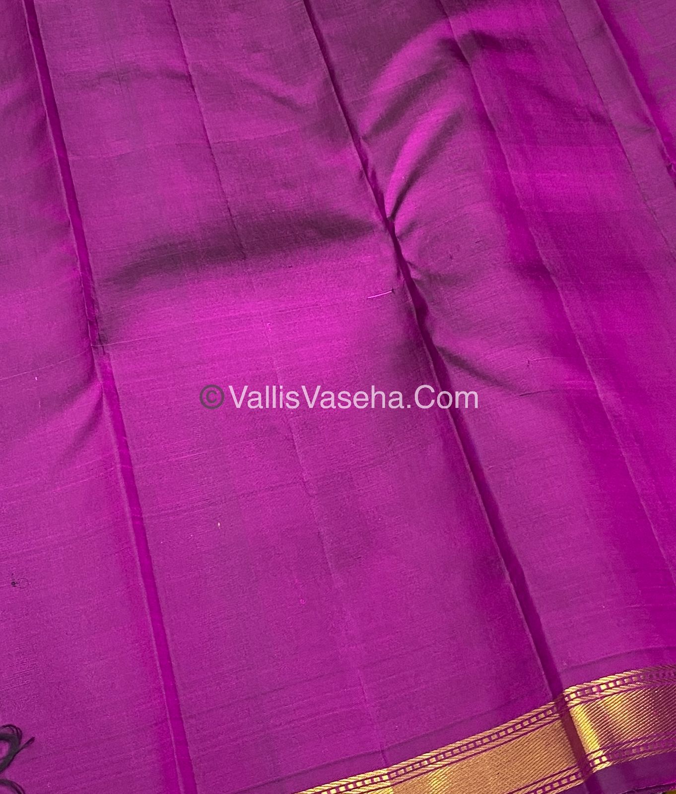 Pure Kanchipuram Silk Saree - Peachish Pink with Purple Combo - VVPS010