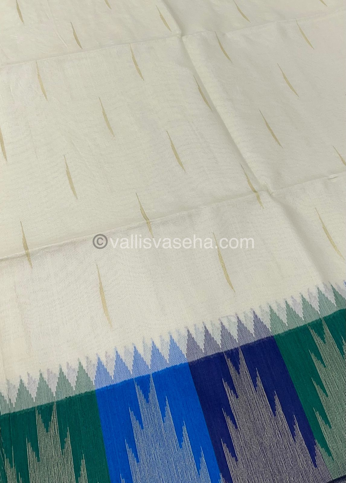Semi Raw Silk - Half White with Blue Shade - VVRS002
