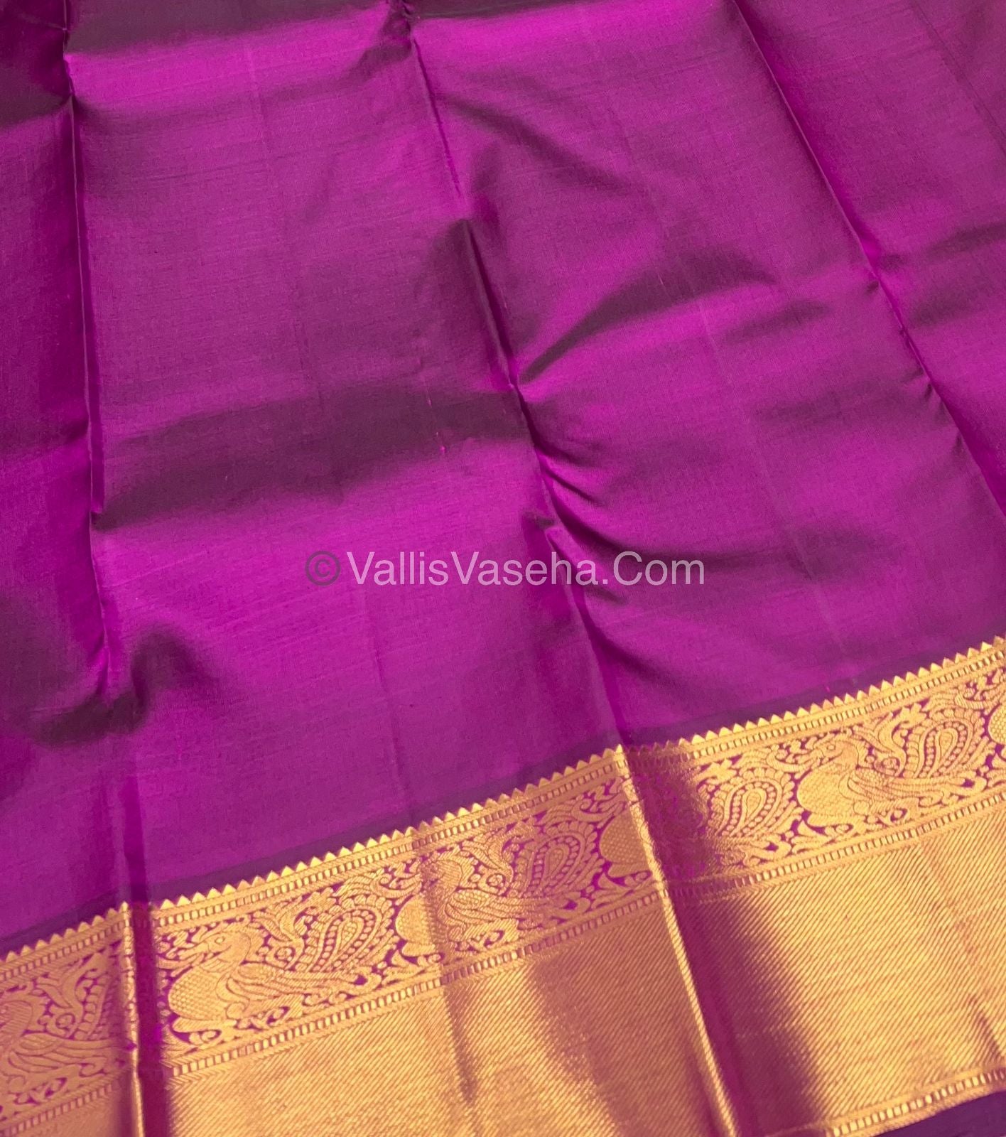 Pure Kanchipuram Silk Saree Yellow with Purple - VVPS011