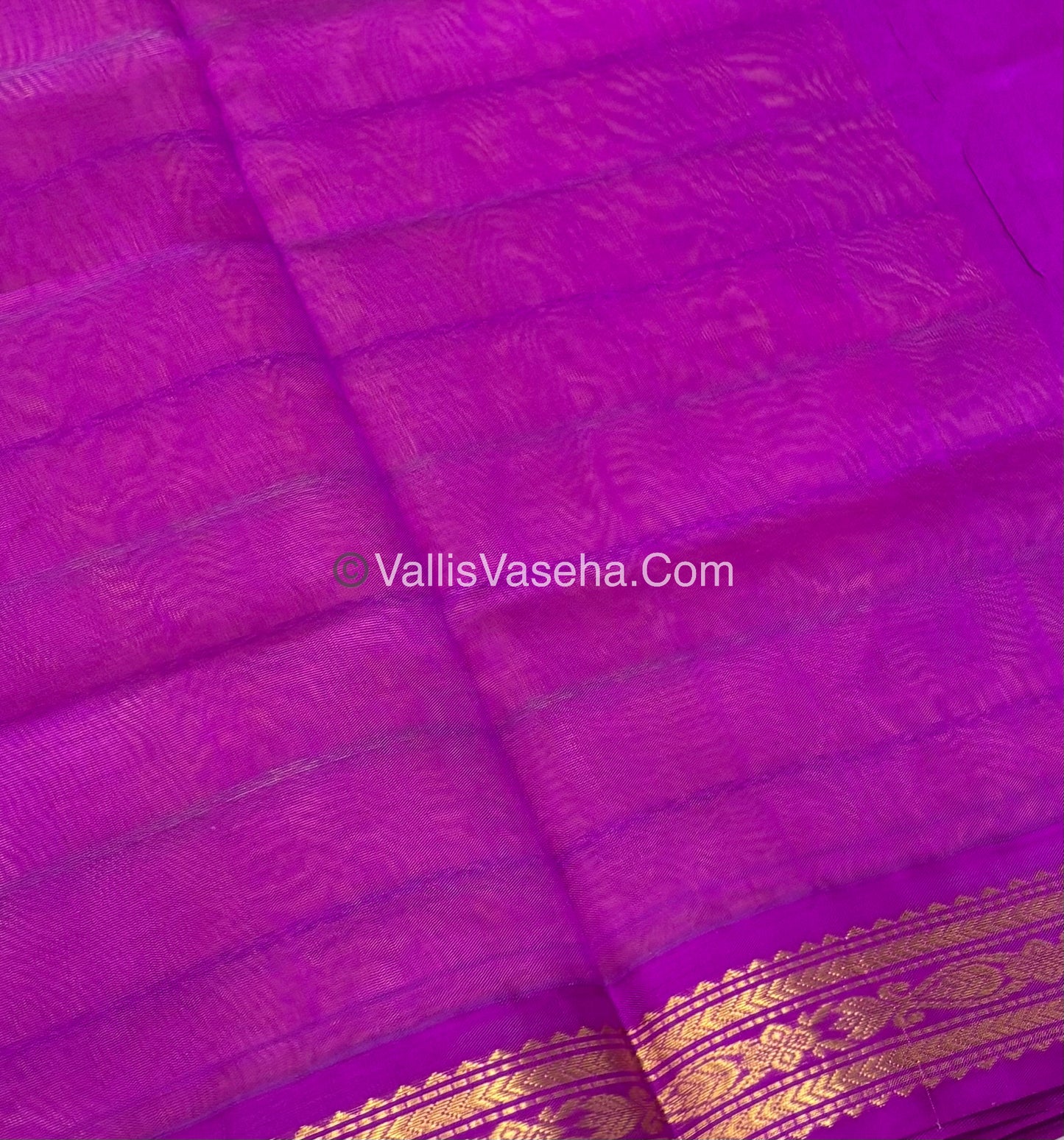 Pure Korvai Silk Cotton - Peachish Orange with Purple - VVKSC028
