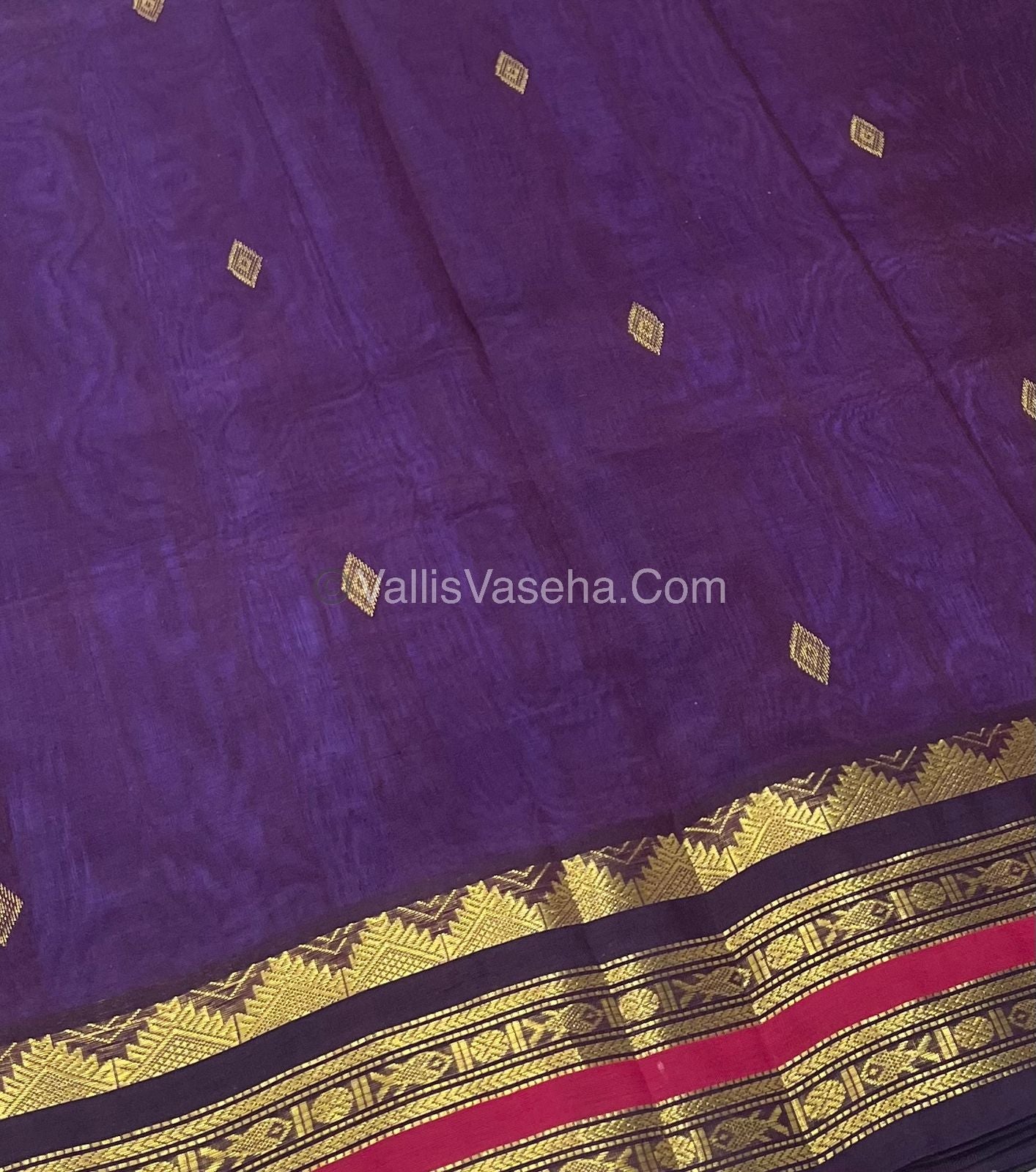 Pure Korvai Silk Cotton - Violet with Brown - VVKSC025