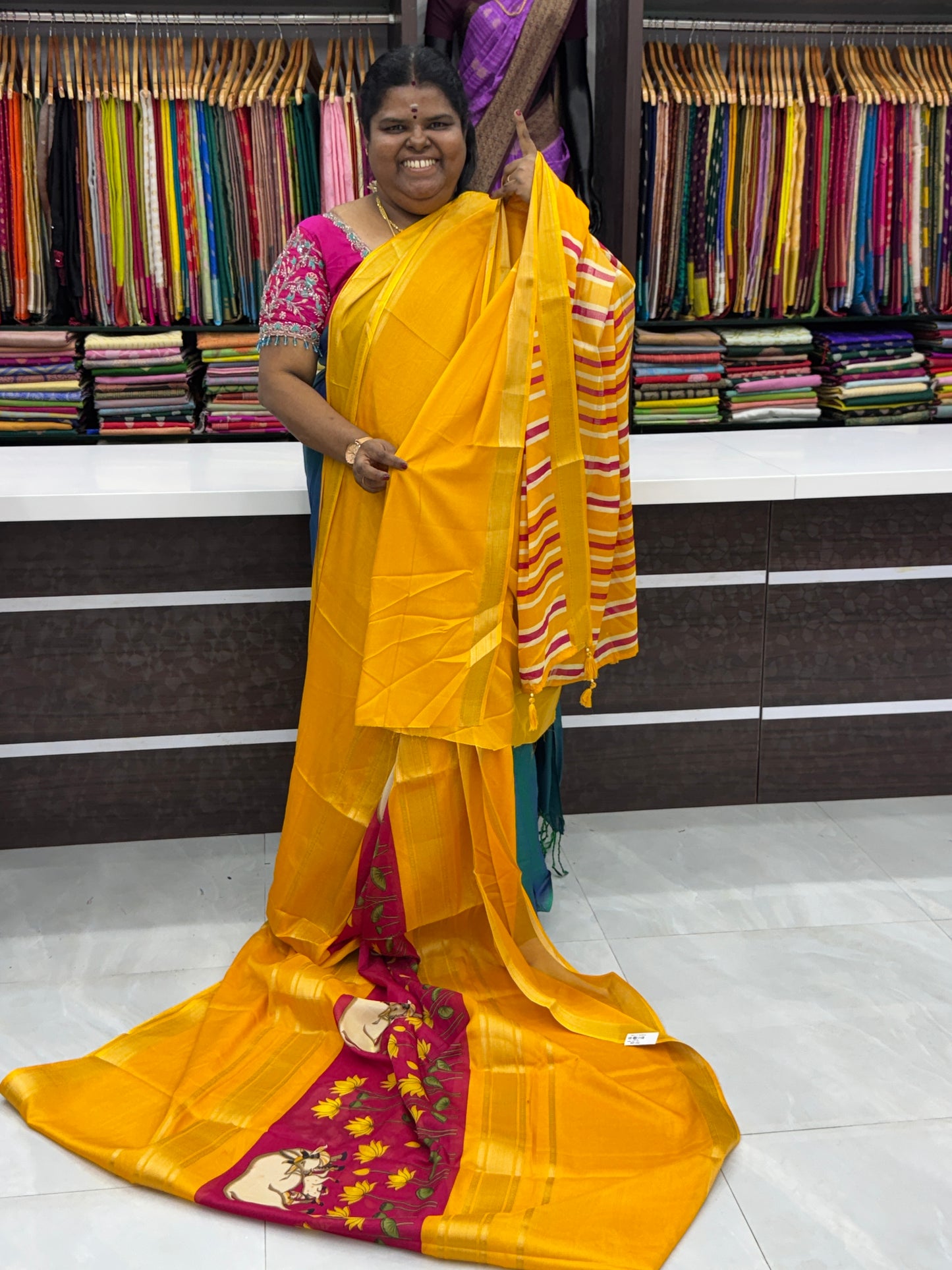 Semi Mysore Crepe Silk - Middle Pichwai Print - VVSMC001