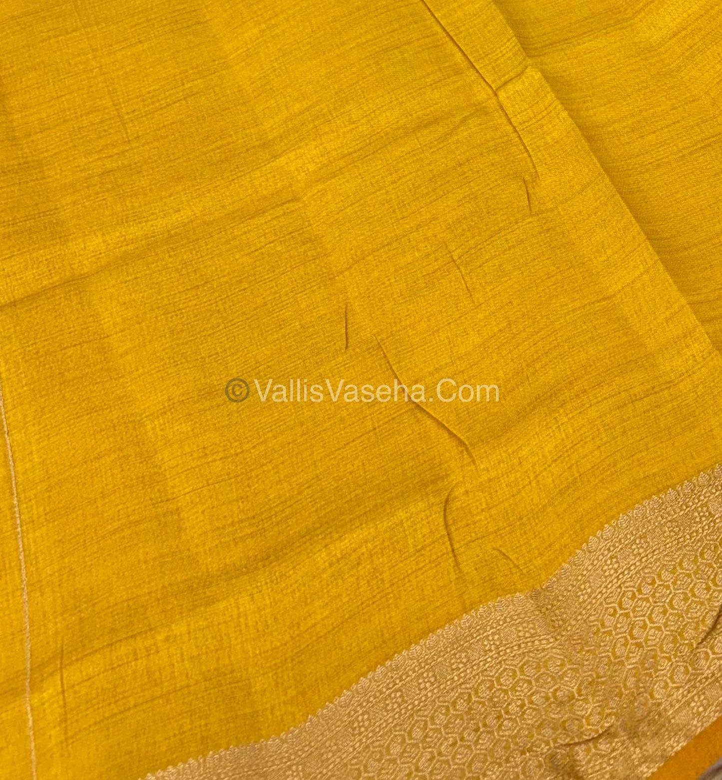 Semi Tussar Silk - Grand Pallu - Yellow Shade - VVSTS021