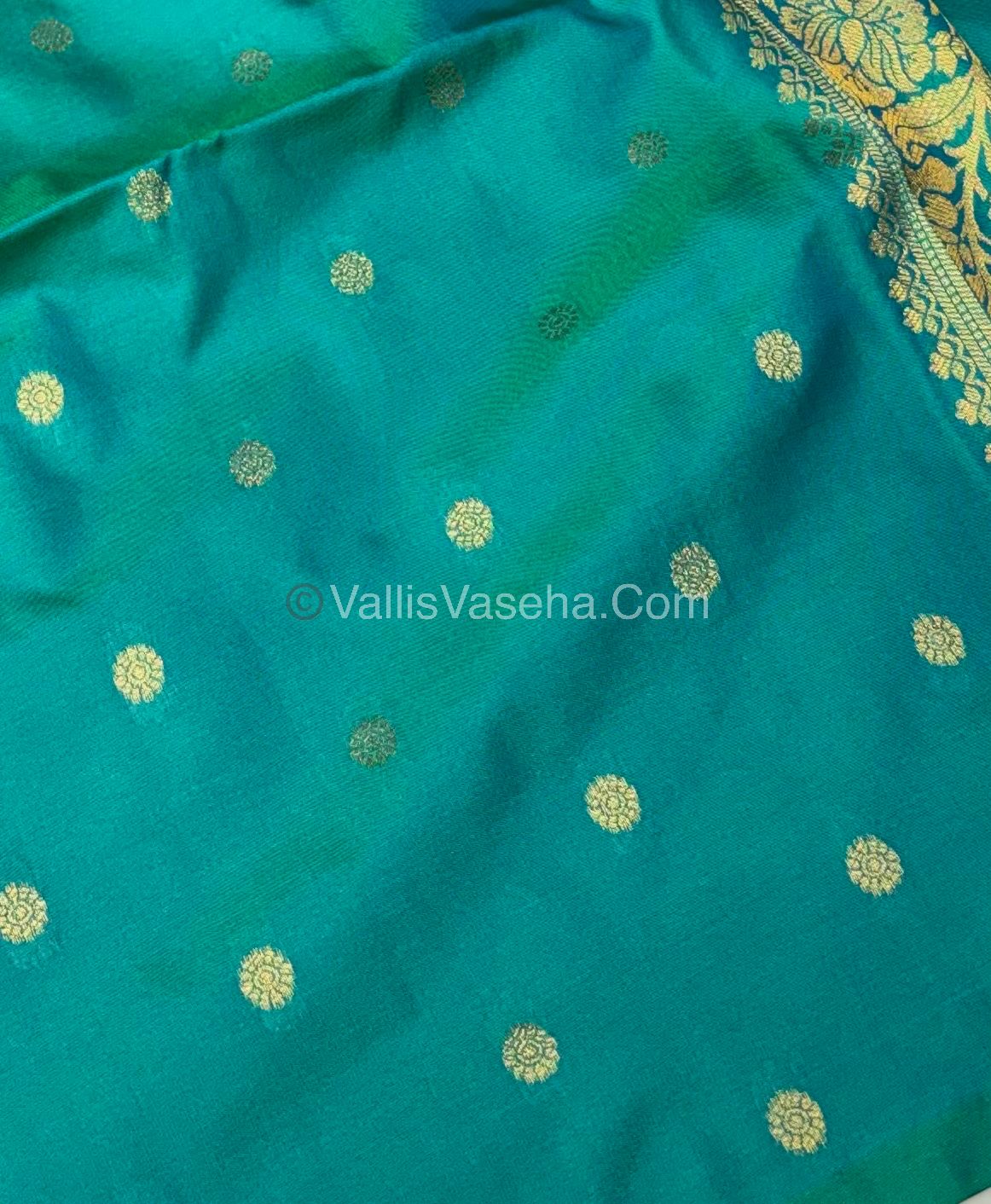 Semi Soft Silk - Kolam Design - Peacock Greenish Blue Shade -VVSSS029