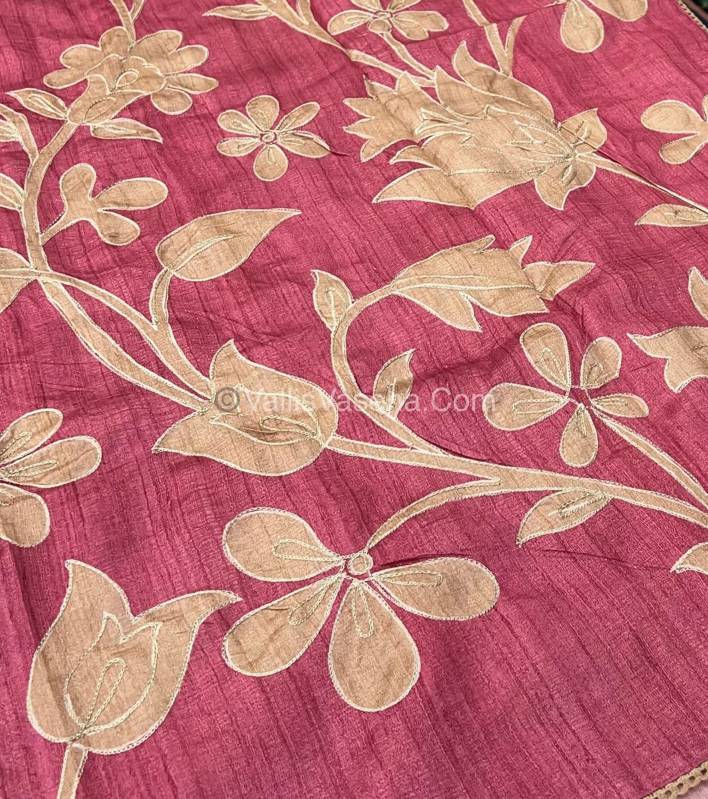 Semi Raw Silk with embroidery work - VVSRS001