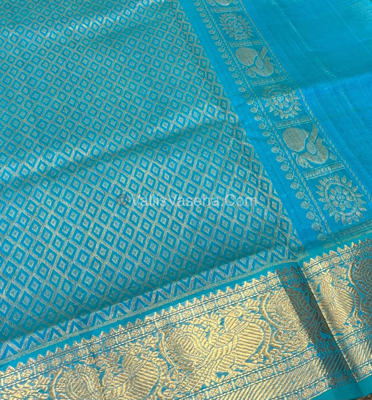 Pure Silk Cotton Saree - Vairavoosi checks - Mayil & Chakkaram - VVMCV002
