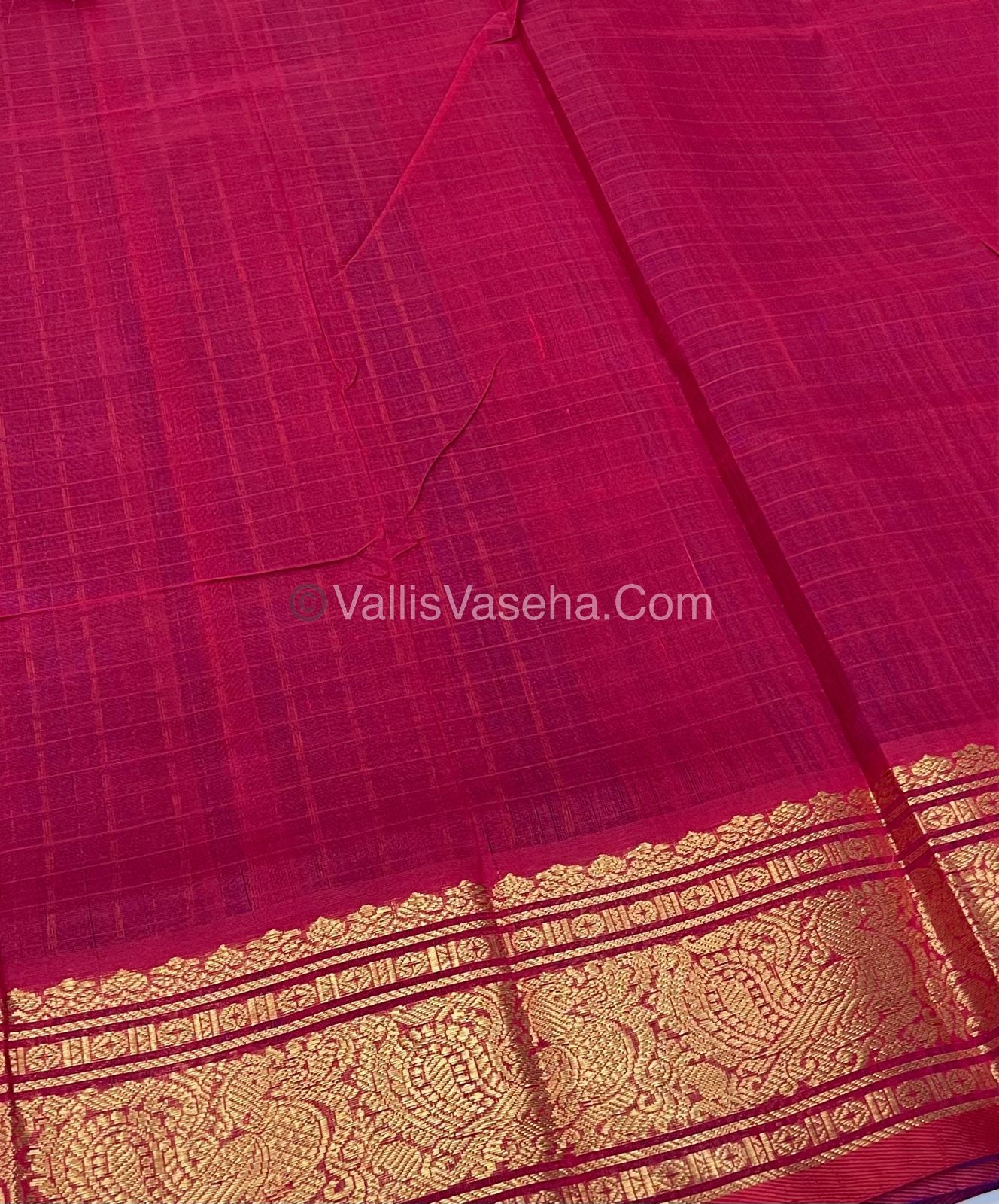Pure Silk Cotton Saree - Blue with Red - Lakshadeepam Design - VVPLD001