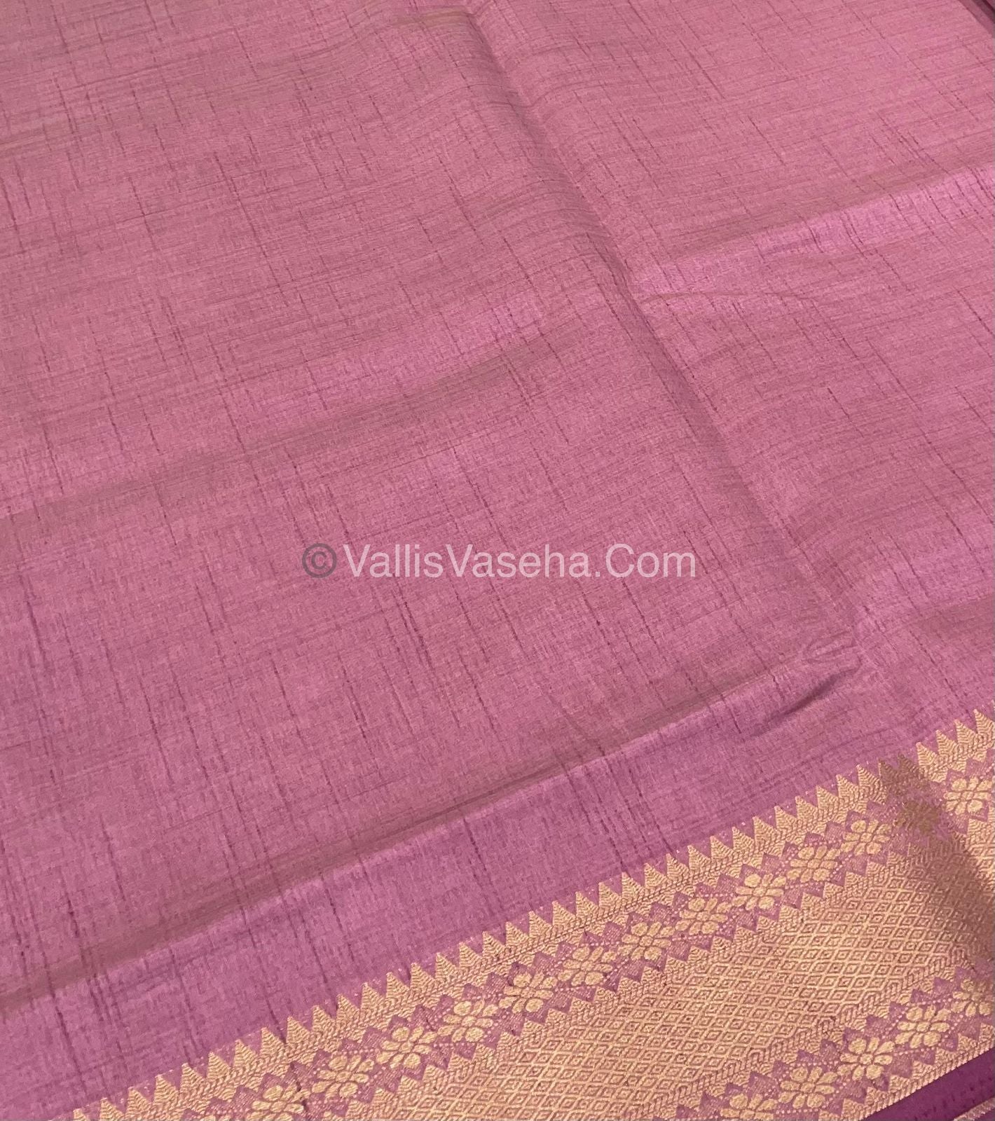 Semi Tussar Silk - Grand Pallu  - Onion Pink / Lilac Shade - VVSTS017