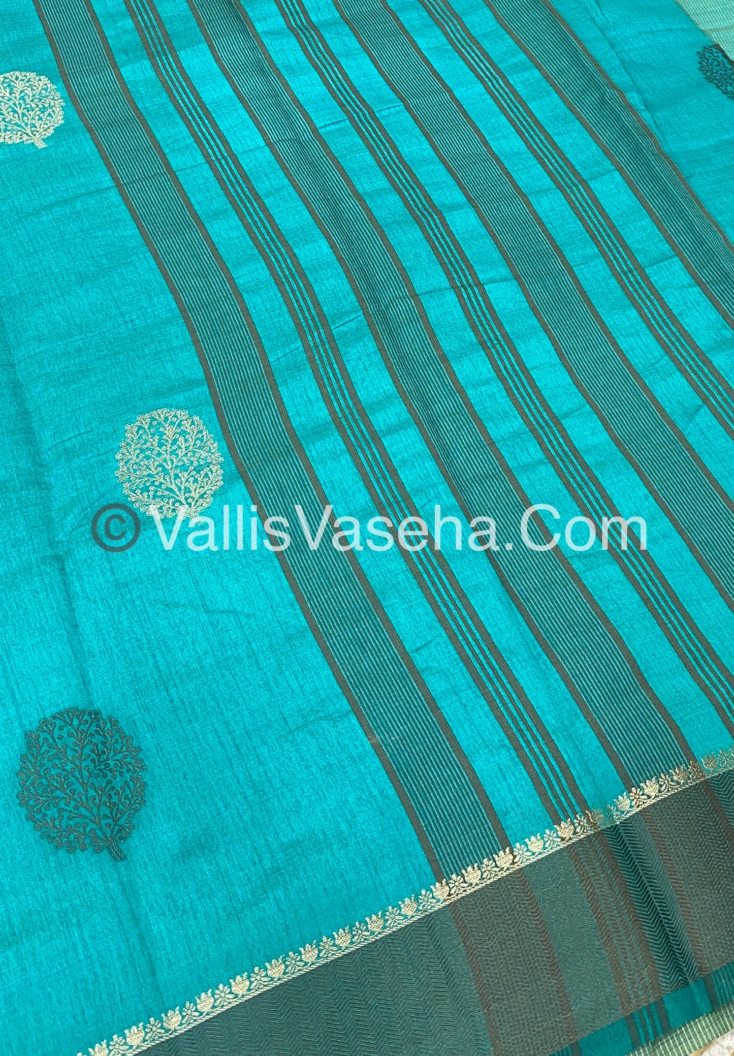 Semi Tussar Silk Saree - Ramar blue shade - VVSTS009