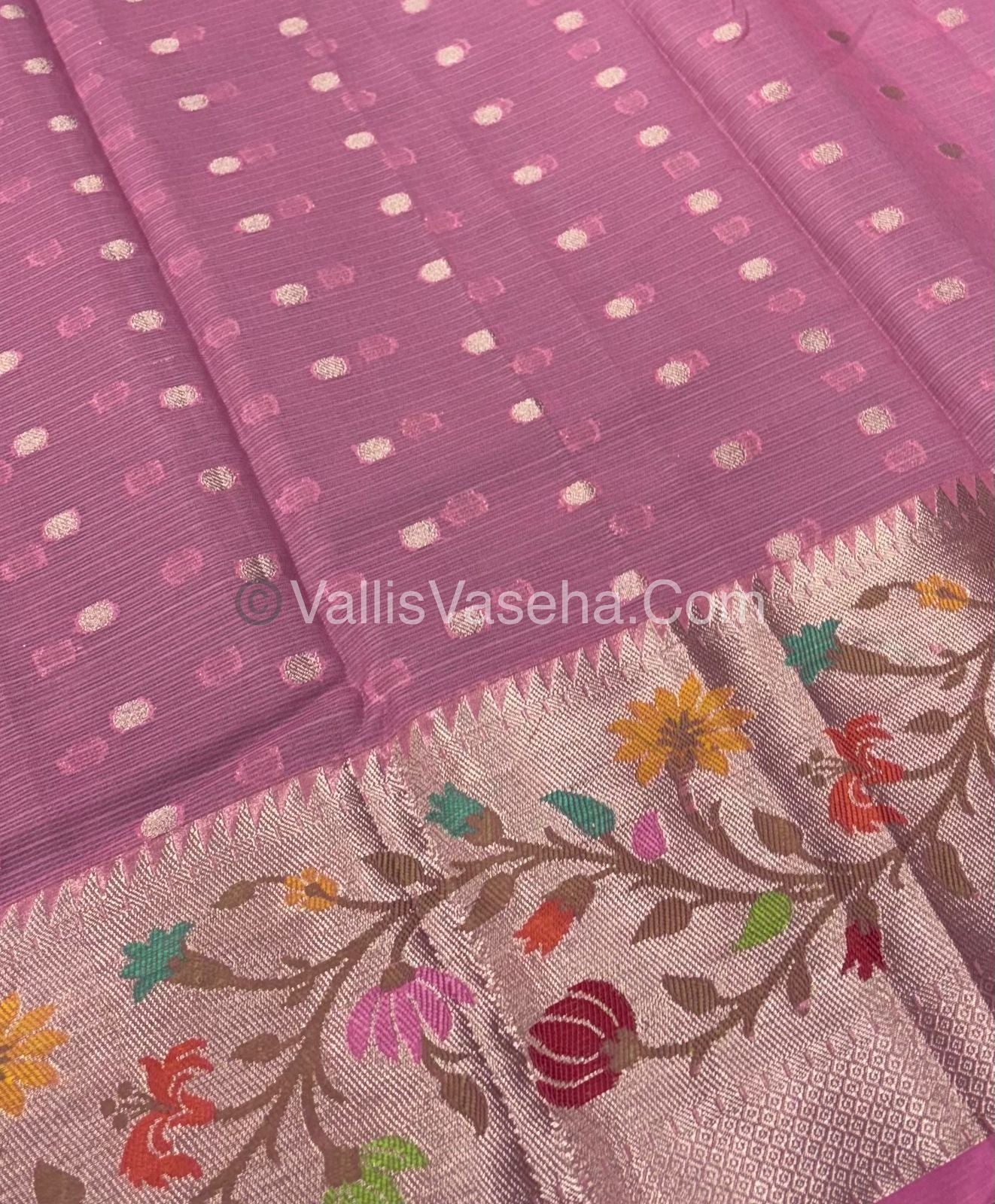 Kota Saree - Paithani Border - Sea Blue with Pink - VVKPS001