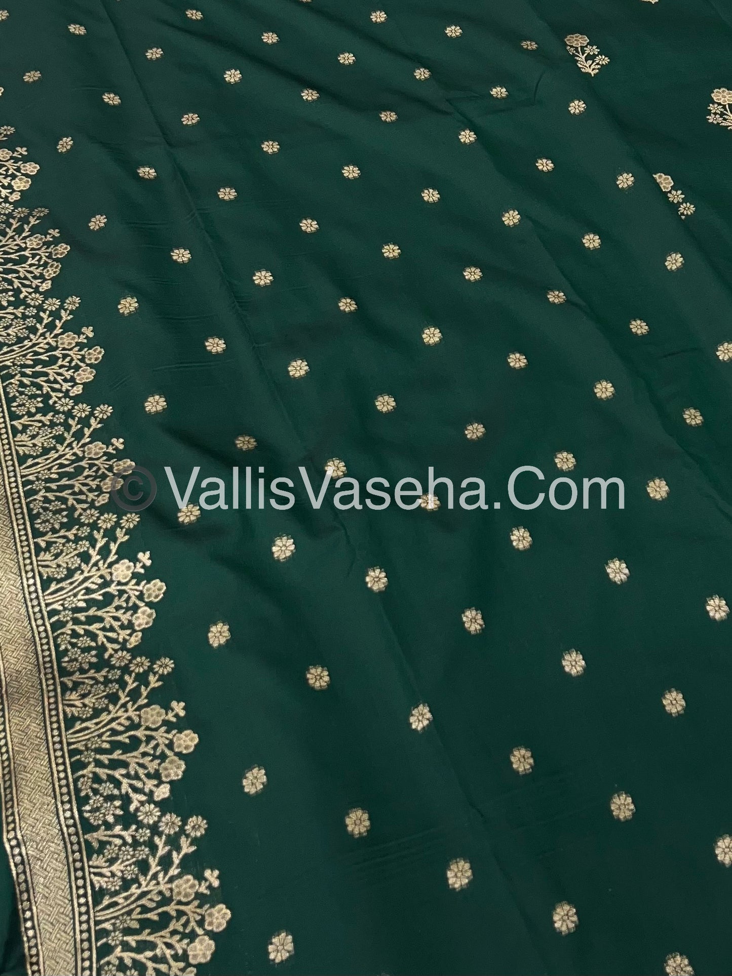 Semi Soft Silk with Border - Green Shade -VVSSS013