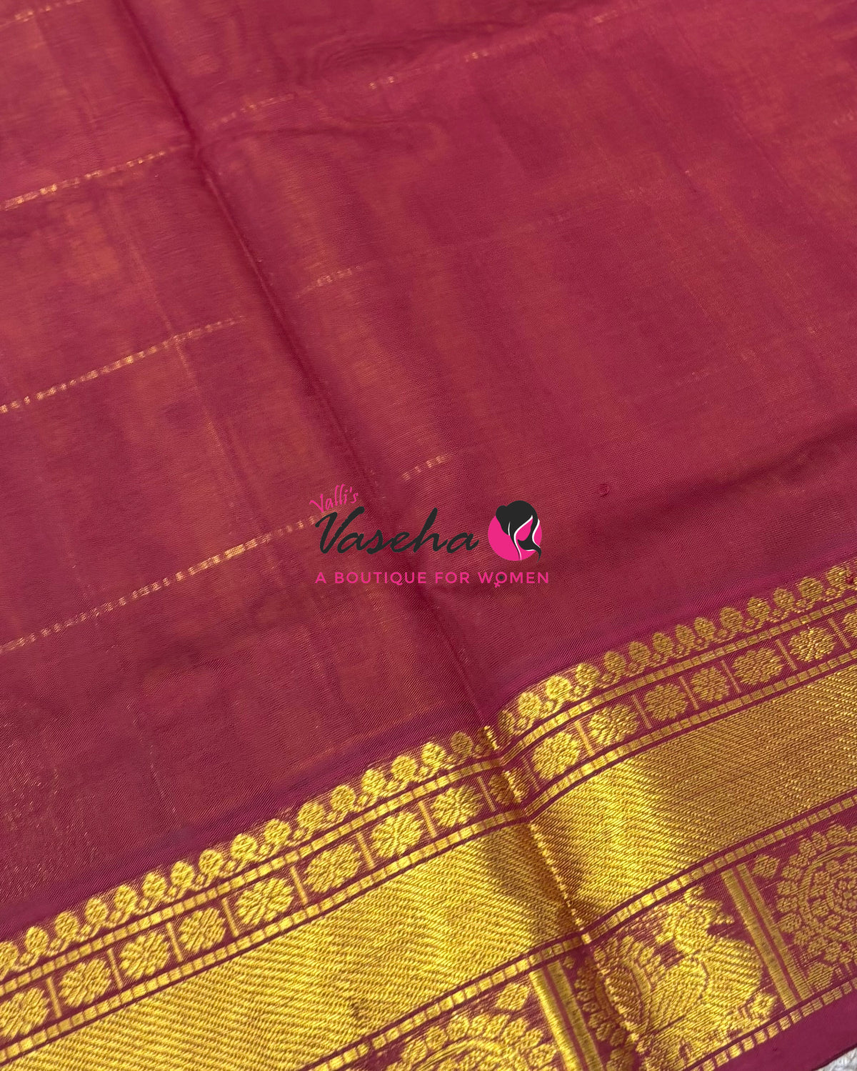 Pure Silk Cotton Saree - Mayil & Chakkaram Design - Rust Orange With Maroon Shade - VVMC001